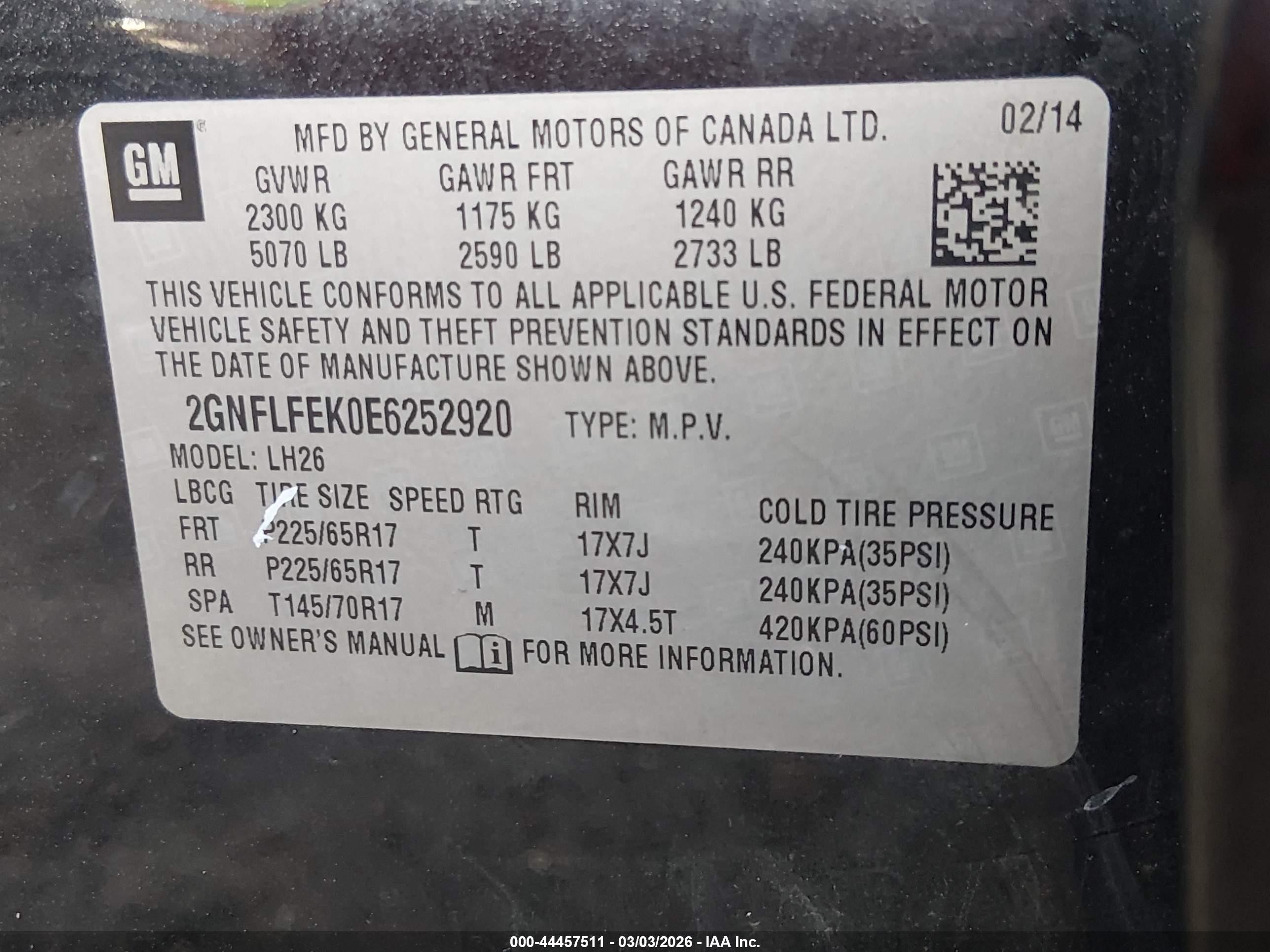 2014 Chevrolet Equinox 1lt Black vin: 2GNFLFEK0E6252920