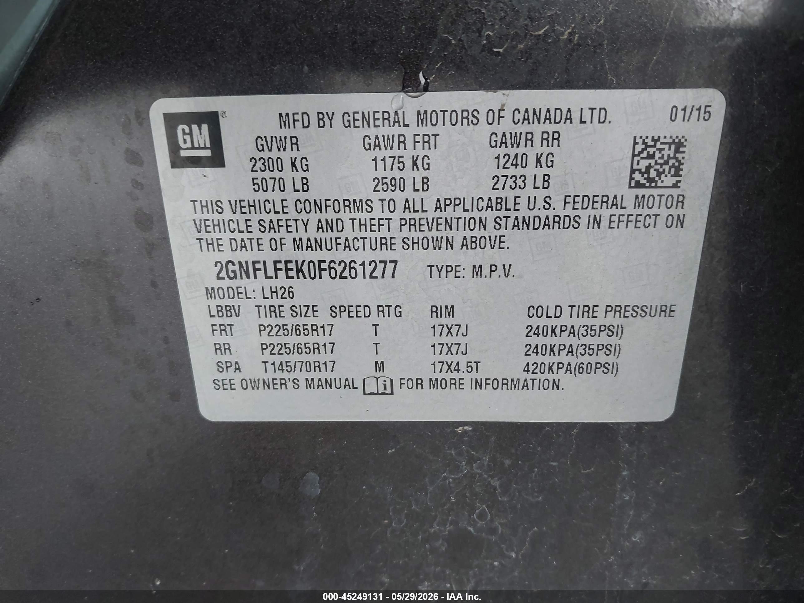 2015 Chevrolet Equinox Lt Gray vin: 2GNFLFEK0F6261277