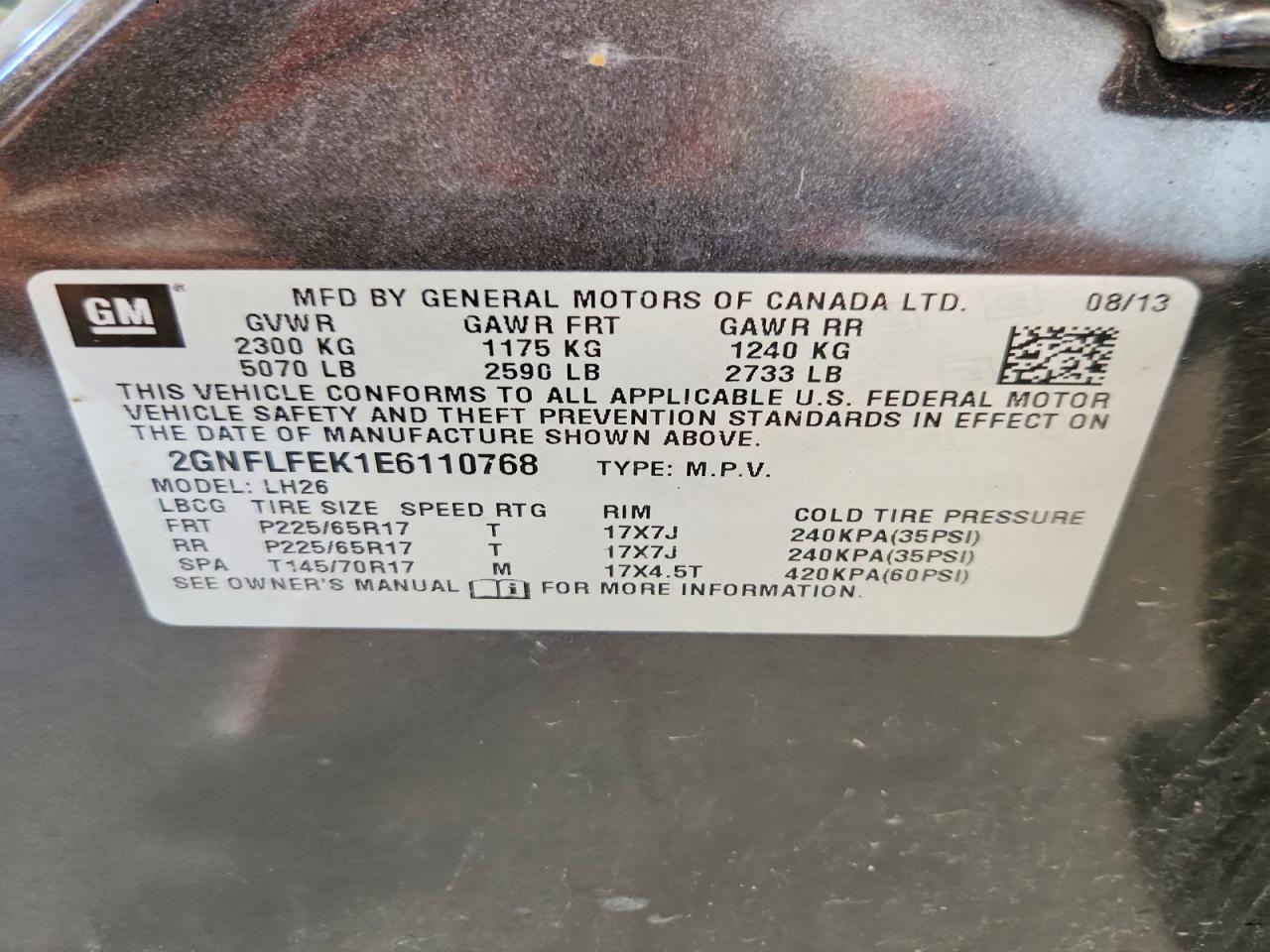2014 Chevrolet Equinox Lt Black vin: 2GNFLFEK1E6110768