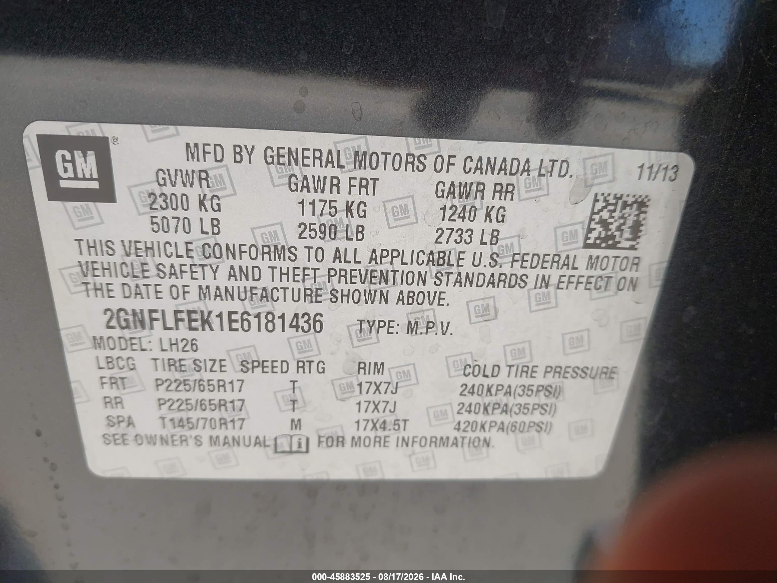 2014 Chevrolet Equinox Lt Серый vin: 2GNFLFEK1E6181436