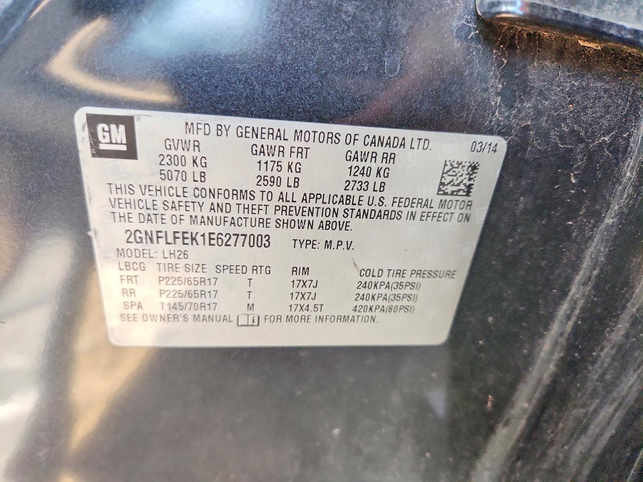 2014 Chevrolet Equinox Lt Charcoal vin: 2GNFLFEK1E6277003