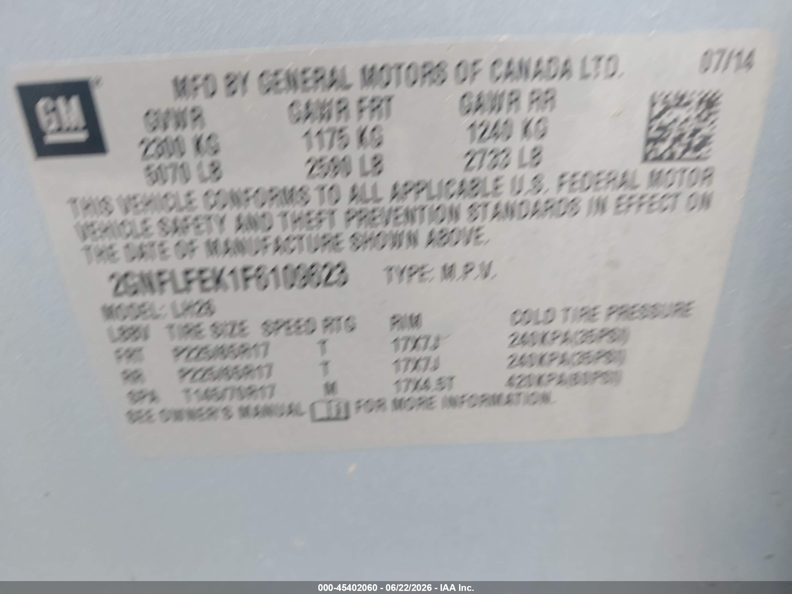 2015 Chevrolet Equinox 1lt Light Blue vin: 2GNFLFEK1F6109623