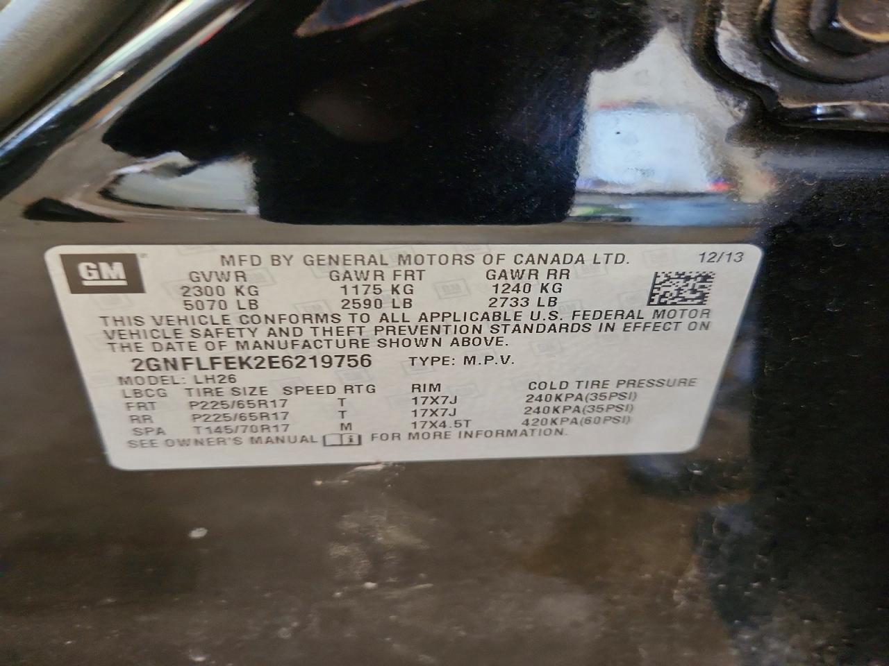2014 Chevrolet Equinox Lt Black vin: 2GNFLFEK2E6219756