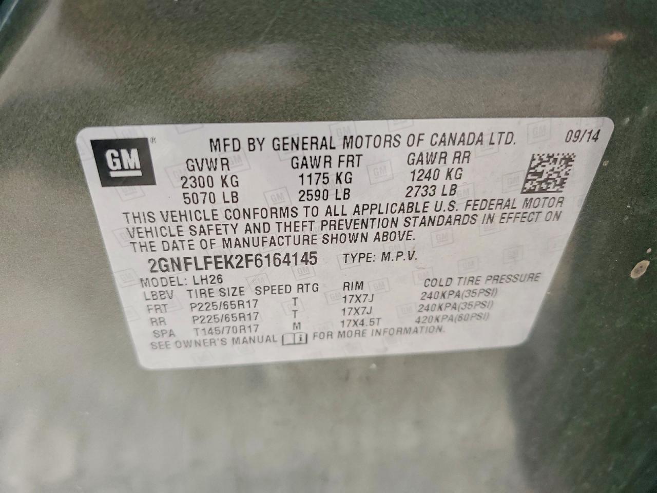 2015 Chevrolet Equinox Lt Green vin: 2GNFLFEK2F6164145