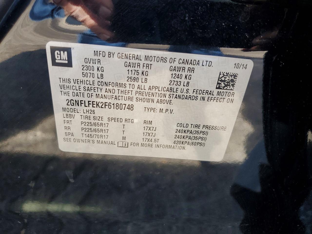 2015 Chevrolet Equinox Lt Black vin: 2GNFLFEK2F6180748