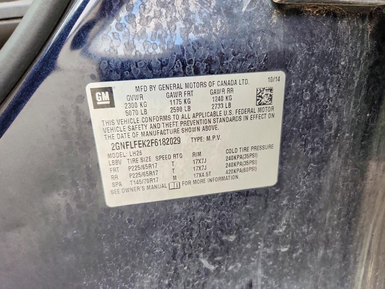 2015 Chevrolet Equinox Lt Синий vin: 2GNFLFEK2F6182029