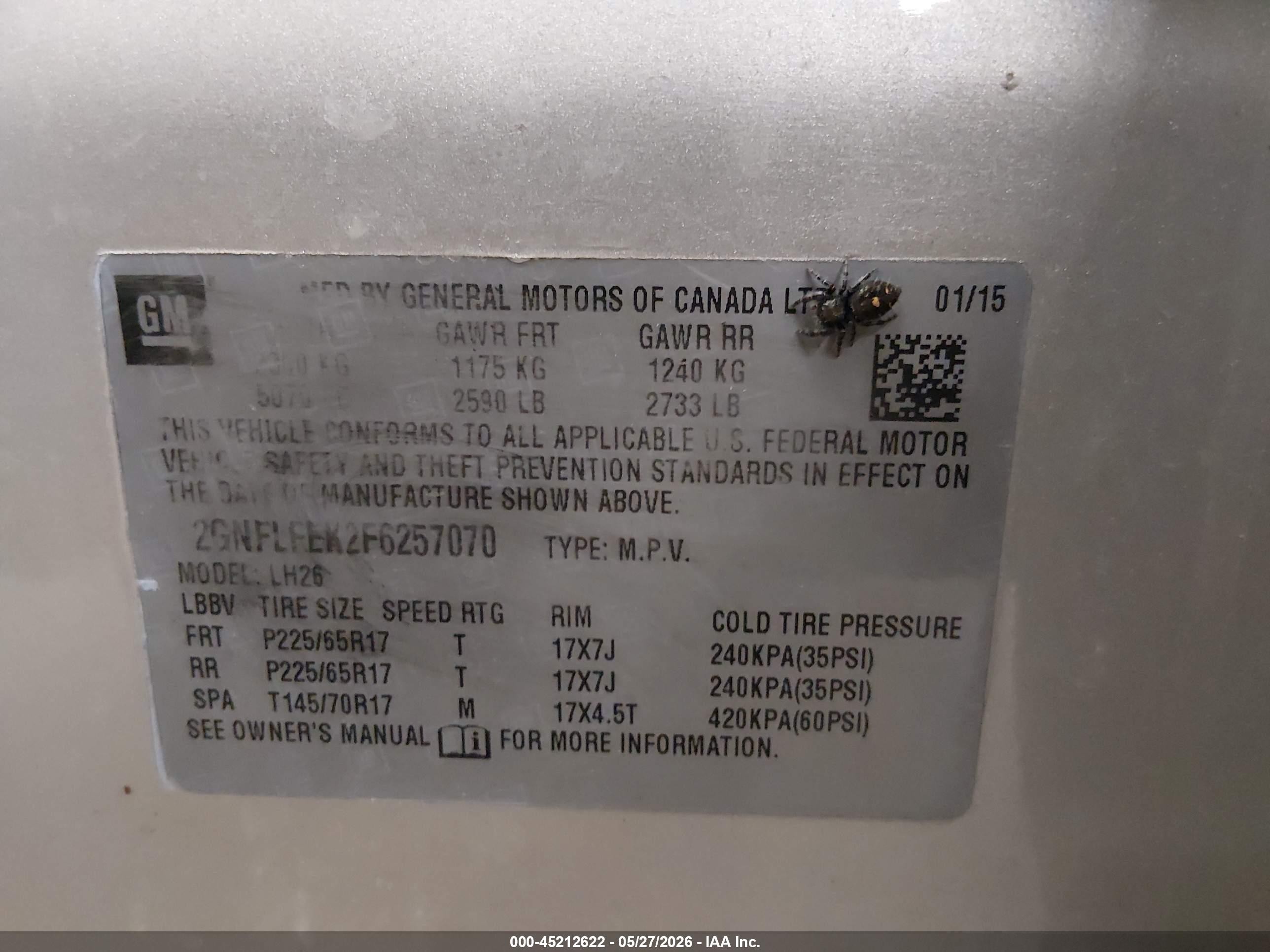 2015 Chevrolet Equinox 1lt Beige vin: 2GNFLFEK2F6257070