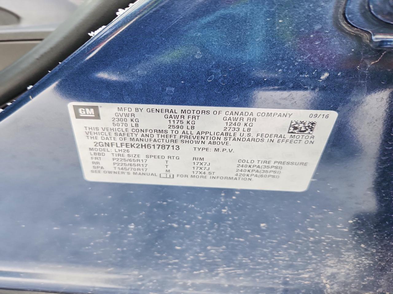 2017 Chevrolet Equinox Lt Blue vin: 2GNFLFEK2H6178713