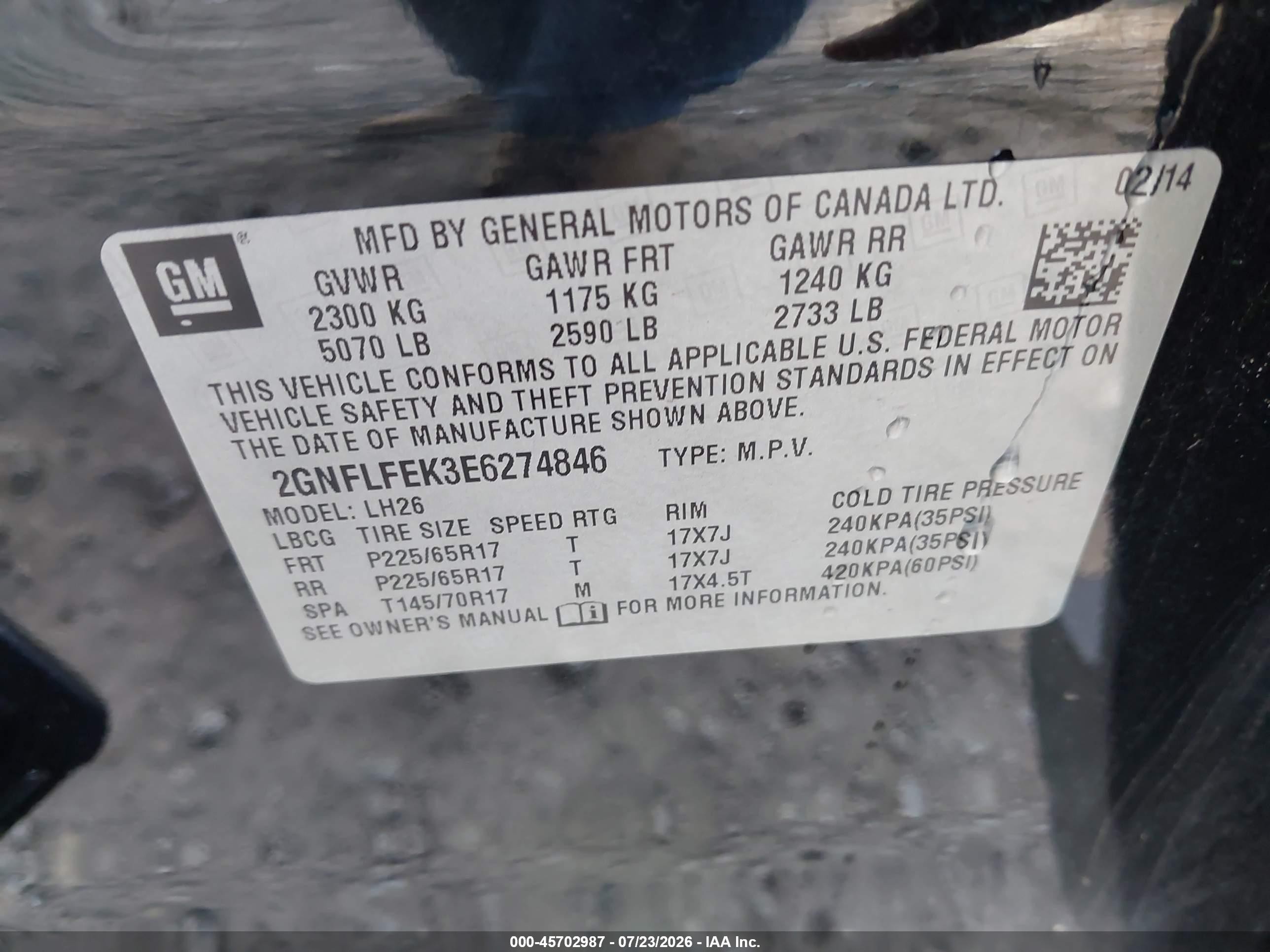 2014 Chevrolet Equinox Lt Black vin: 2GNFLFEK3E6274846