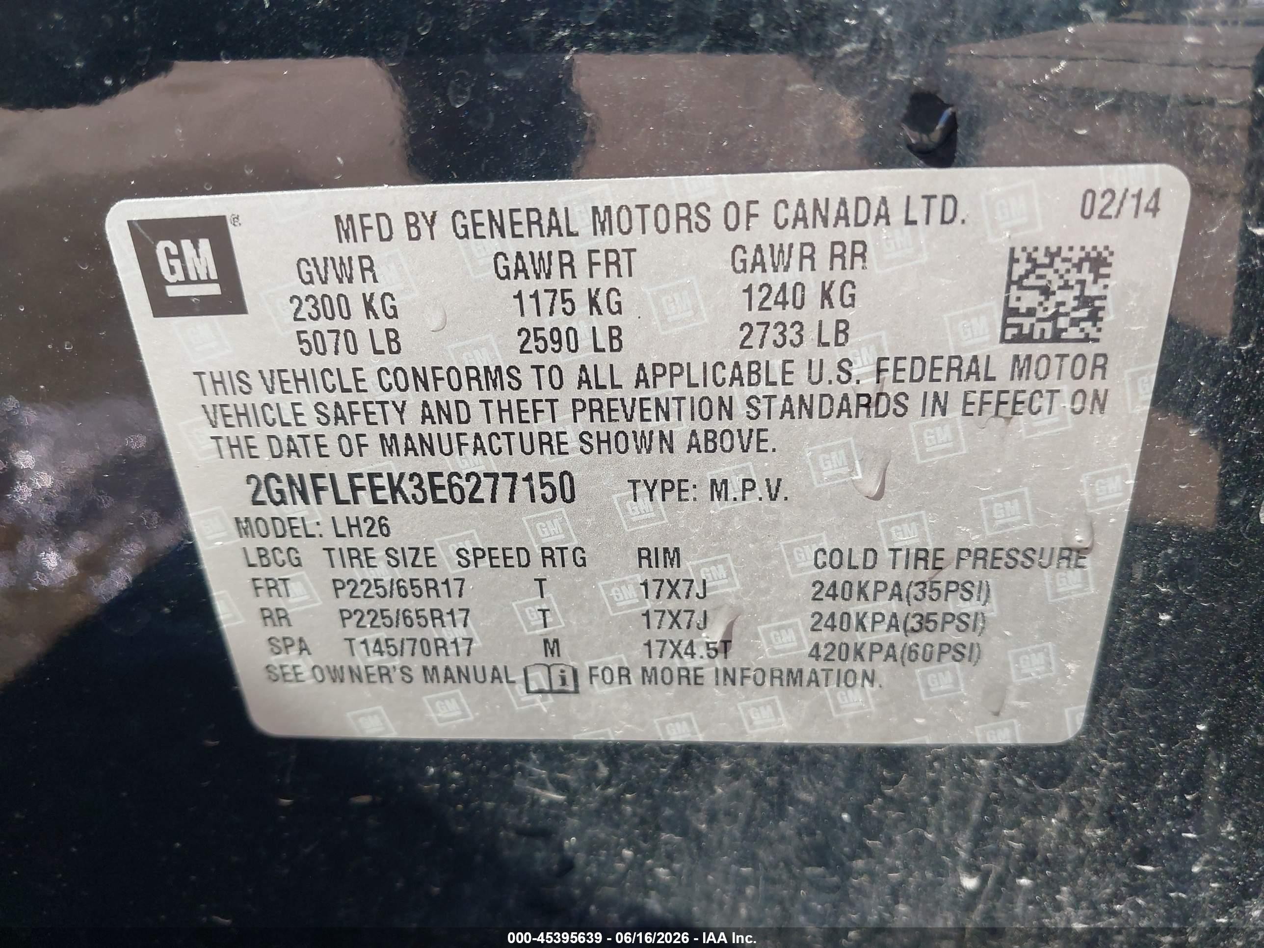 2014 Chevrolet Equinox Lt Black vin: 2GNFLFEK3E6277150
