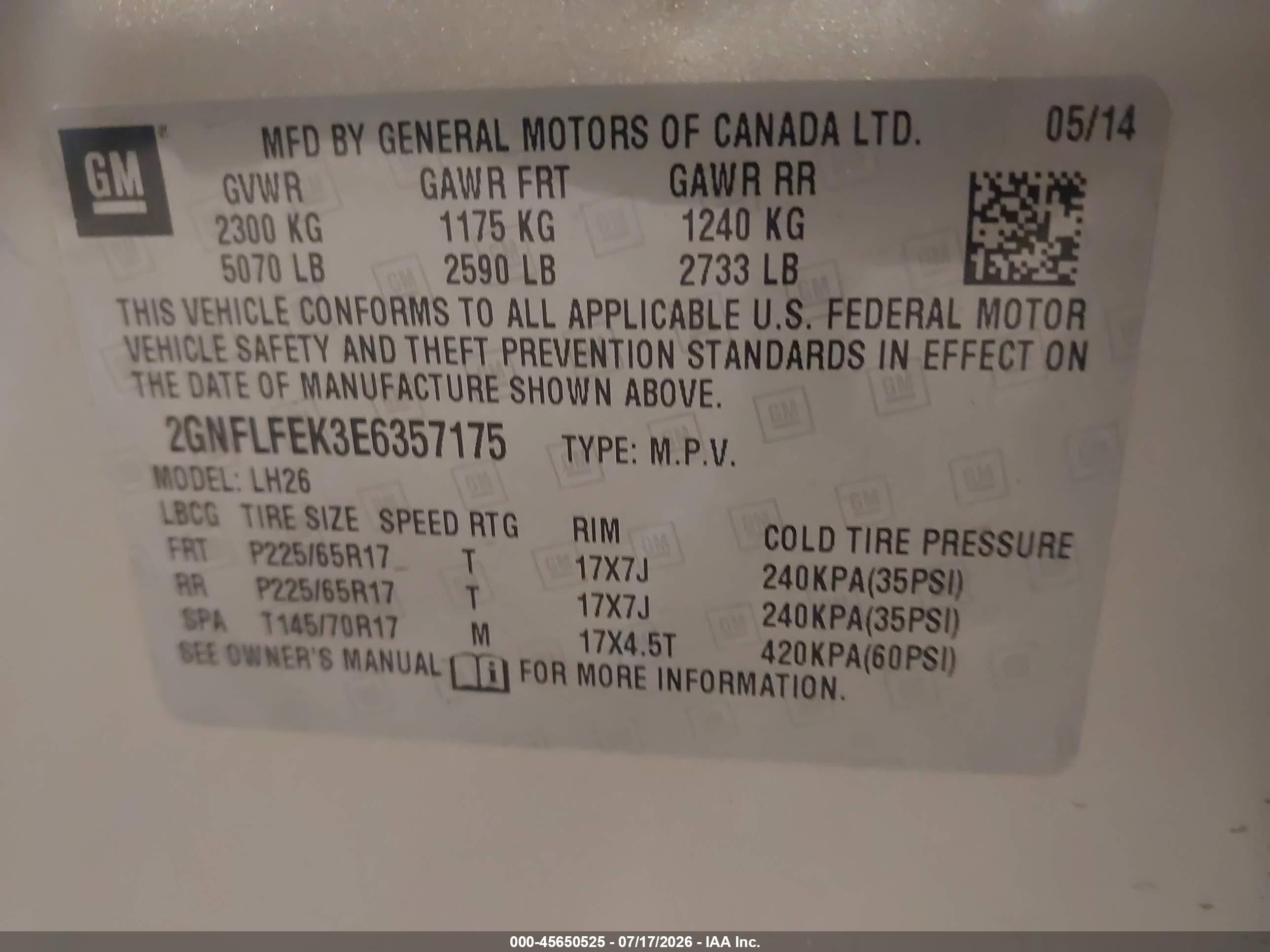 2014 Chevrolet Equinox 1lt Gold vin: 2GNFLFEK3E6357175