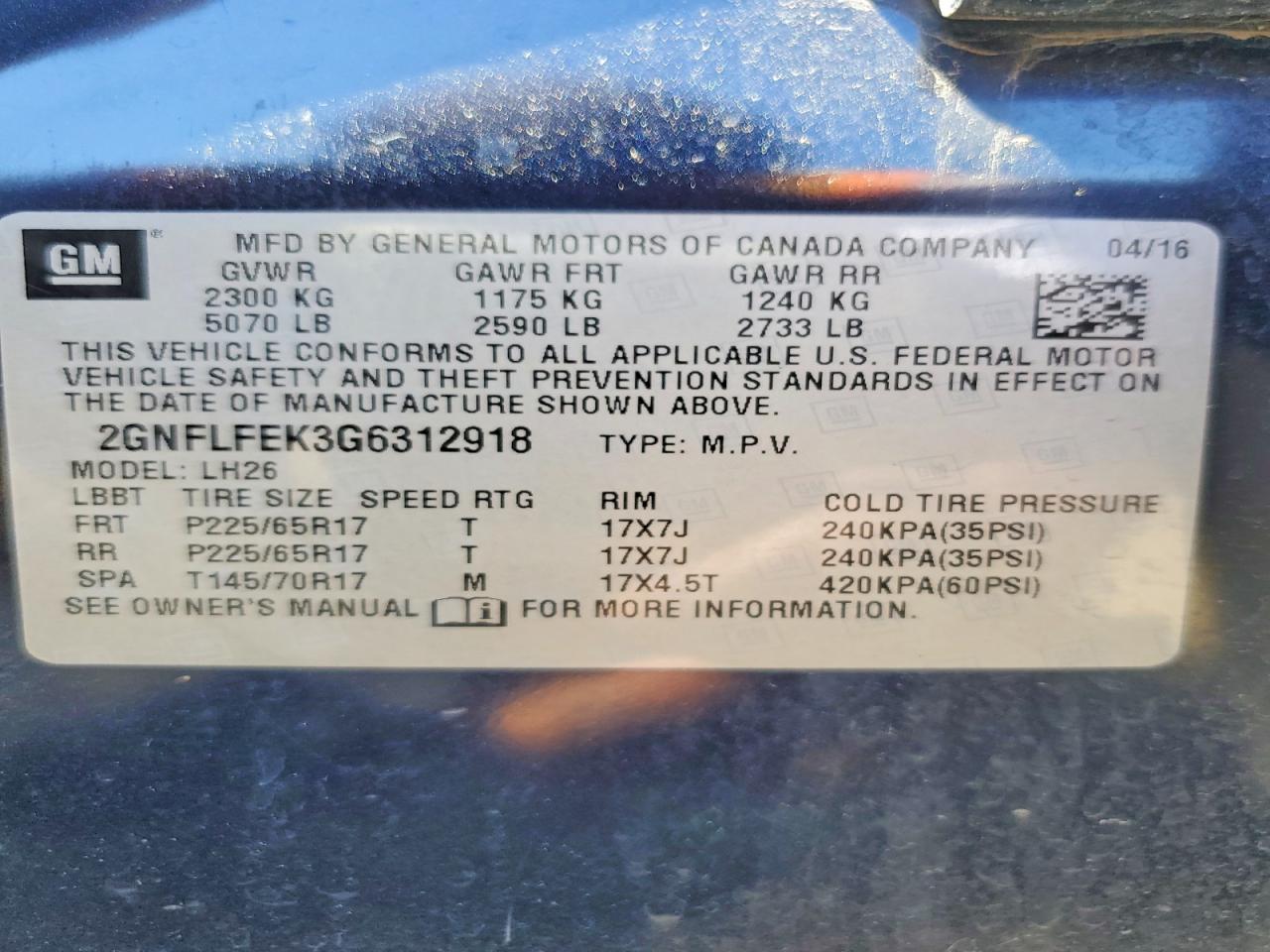 2016 Chevrolet Equinox Lt Blue vin: 2GNFLFEK3G6312918