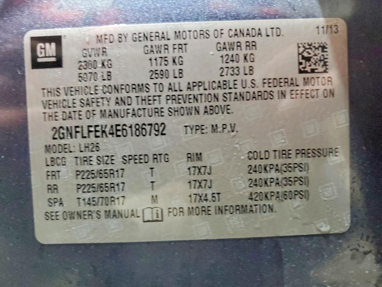 2014 Chevrolet Equinox Lt Blue vin: 2GNFLFEK4E6186792