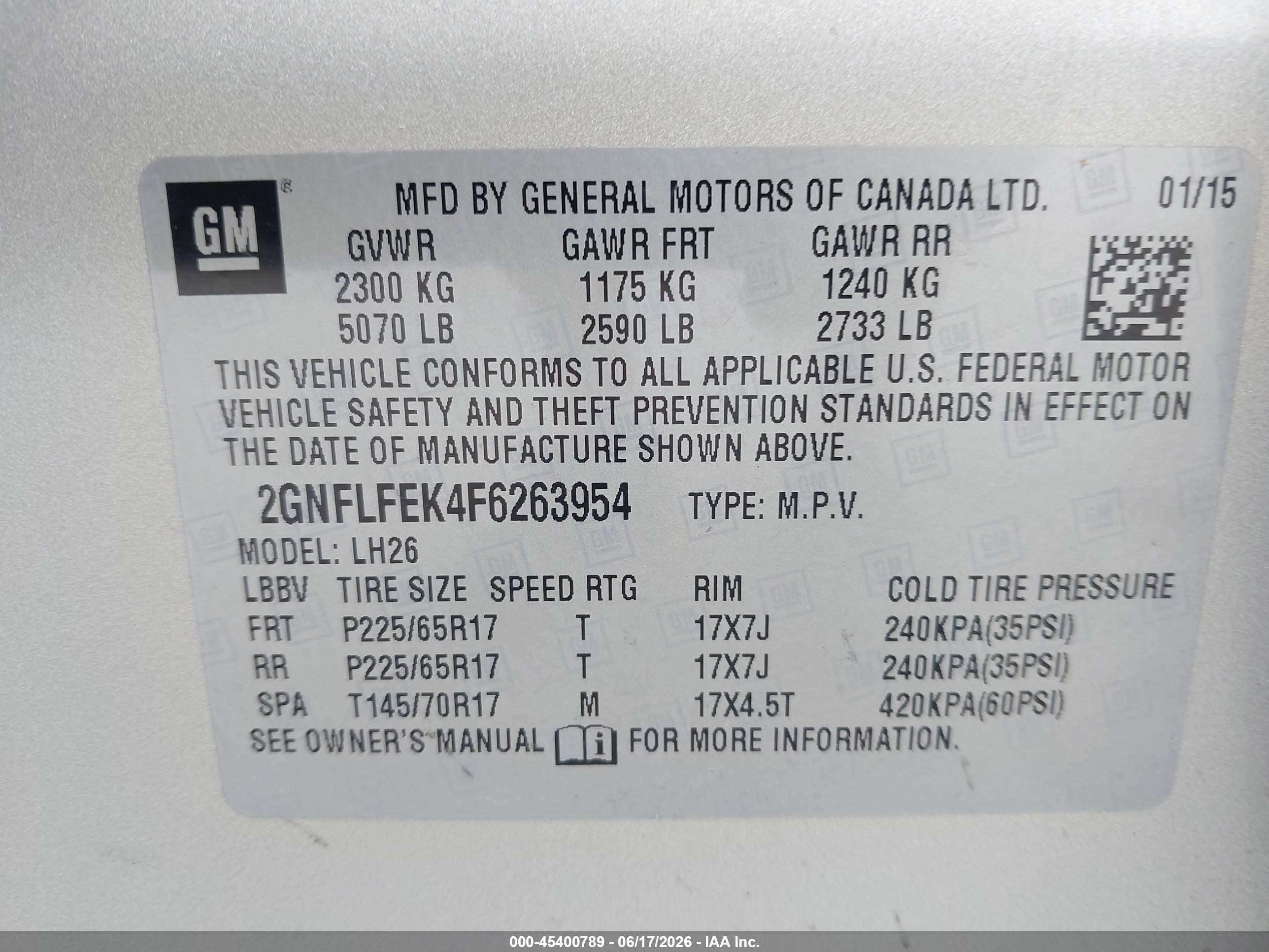 2015 Chevrolet Equinox 1lt Gold vin: 2GNFLFEK4F6263954
