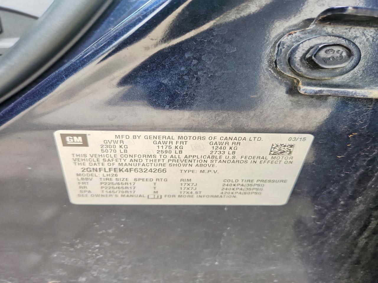 2015 Chevrolet Equinox Lt Blue vin: 2GNFLFEK4F6324266