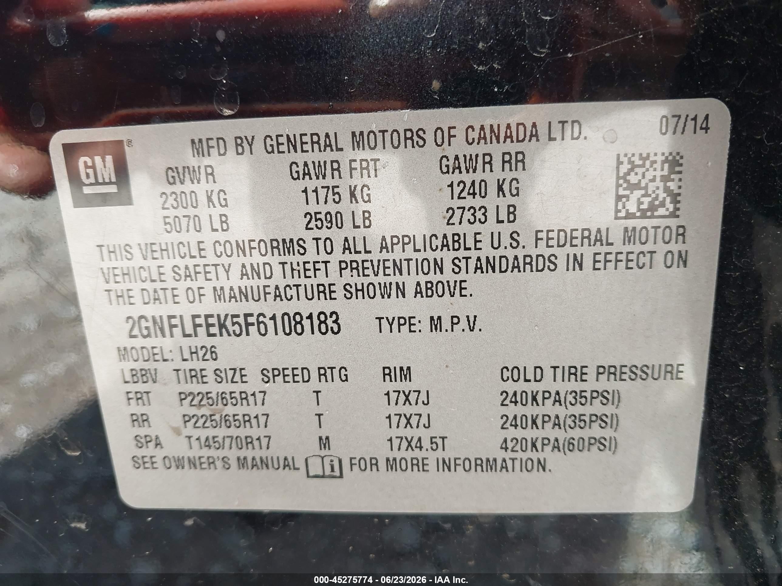 2015 Chevrolet Equinox 1lt Black vin: 2GNFLFEK5F6108183