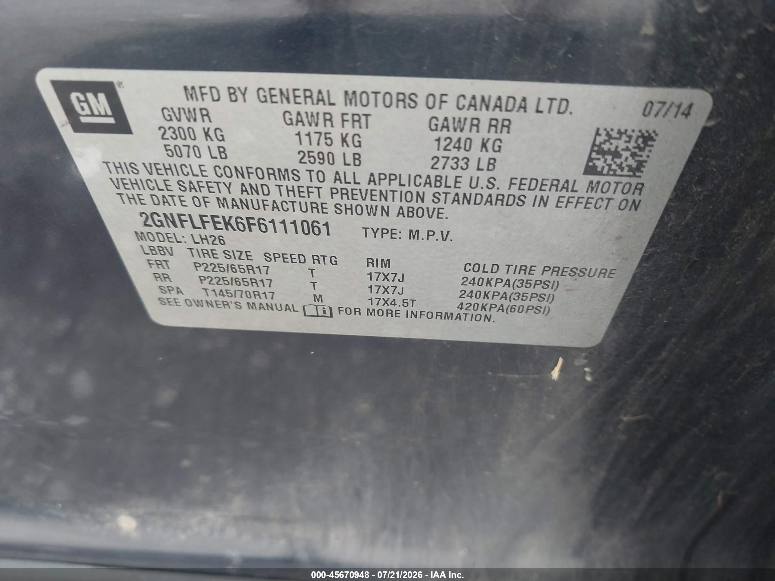 2015 Chevrolet Equinox Lt Black vin: 2GNFLFEK6F6111061