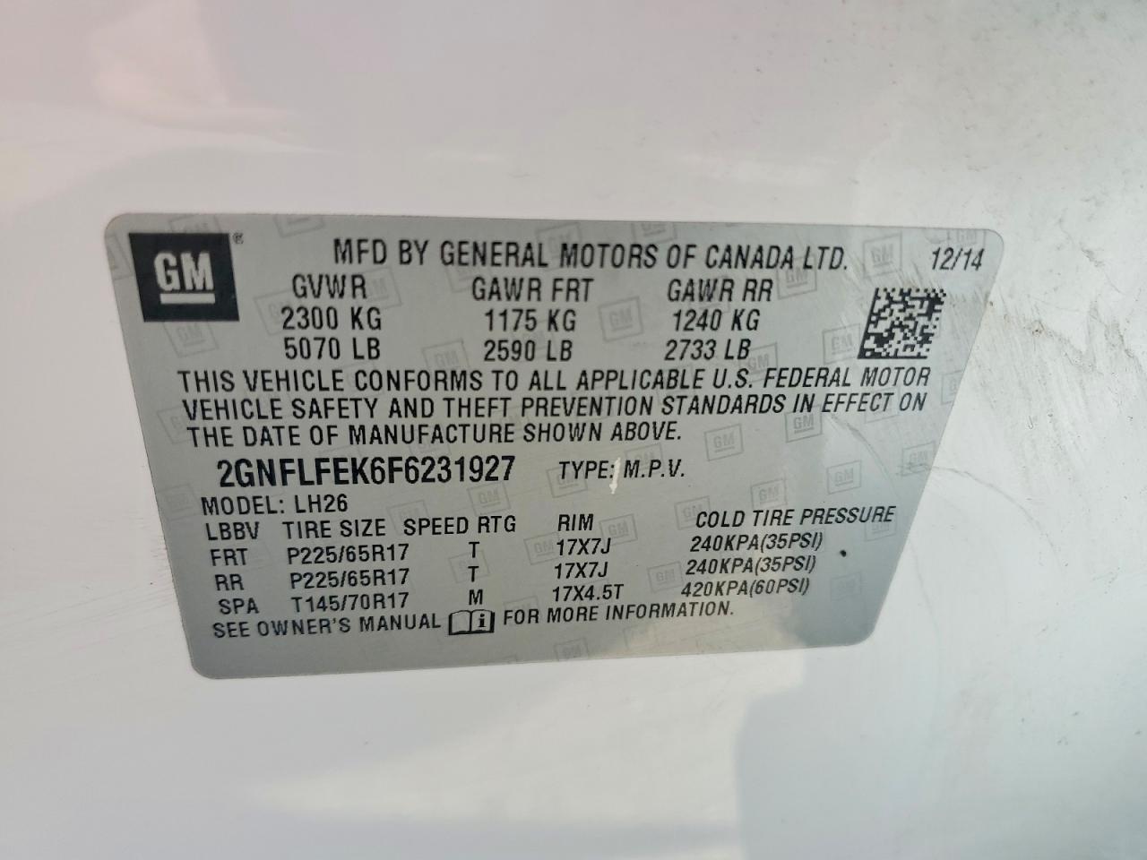 2015 Chevrolet Equinox Lt White vin: 2GNFLFEK6F6231927