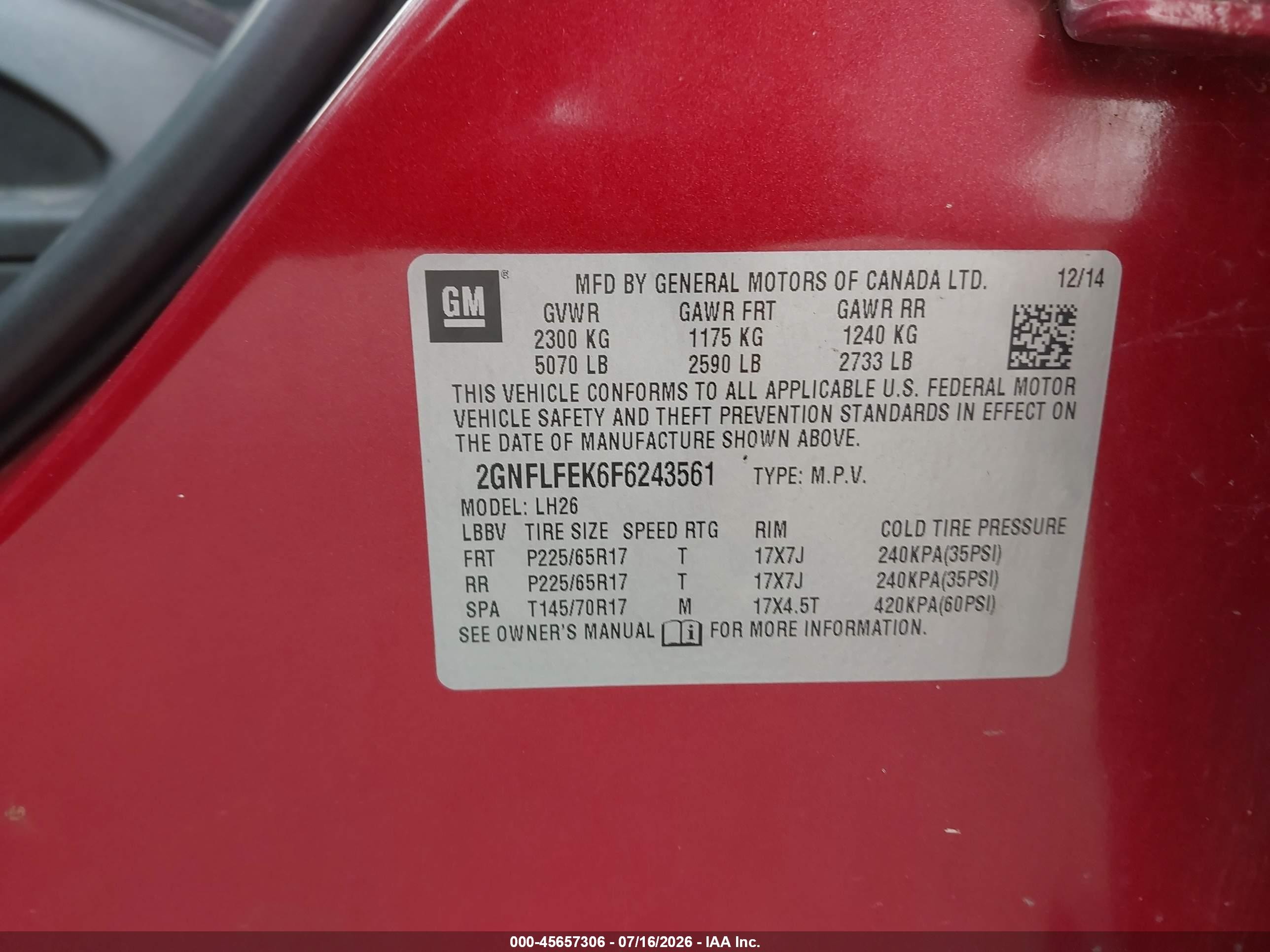 2015 Chevrolet Equinox Lt Красный vin: 2GNFLFEK6F6243561