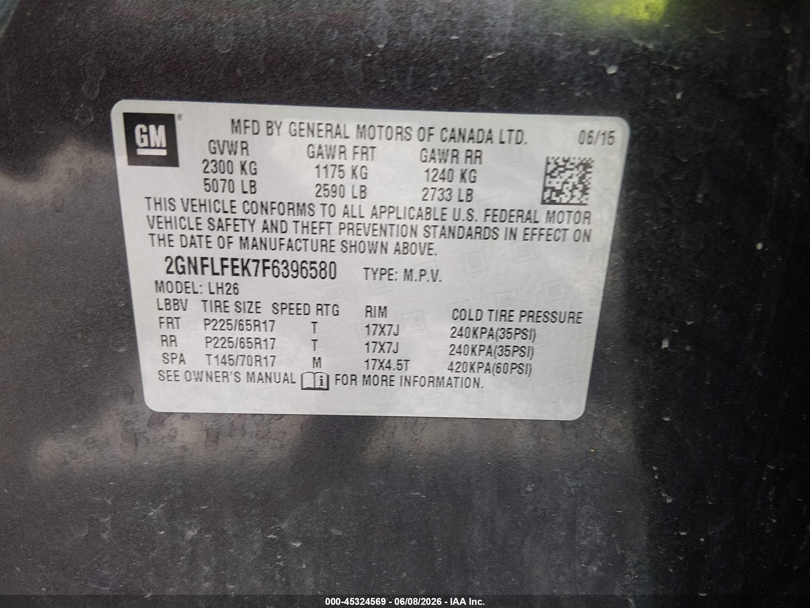 2015 Chevrolet Equinox 1lt Black vin: 2GNFLFEK7F6396580