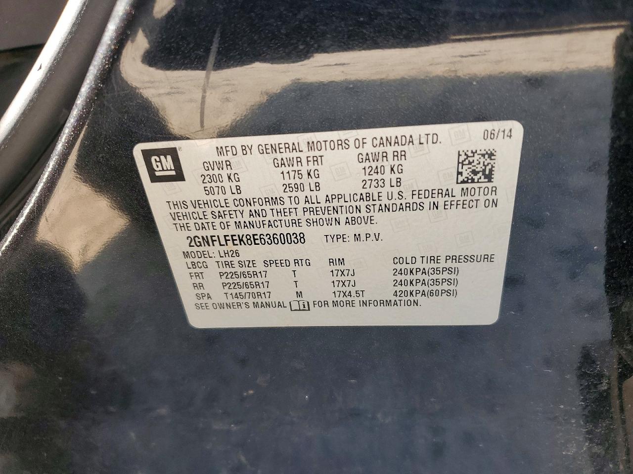 2014 Chevrolet Equinox Lt Black vin: 2GNFLFEK8E6360038