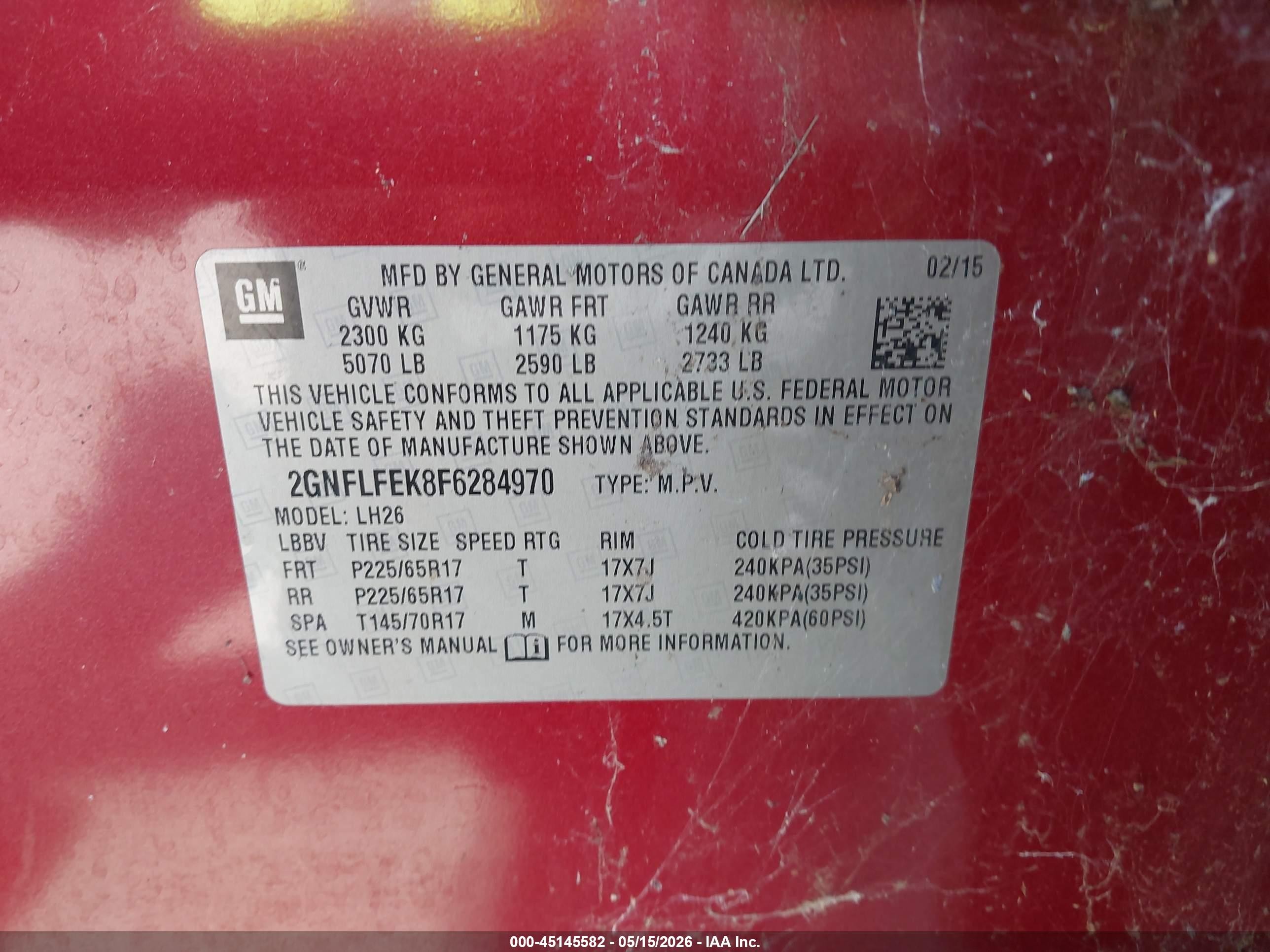 2015 Chevrolet Equinox 1lt Красный vin: 2GNFLFEK8F6284970