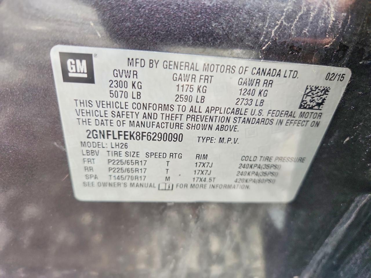 2015 Chevrolet Equinox Ltz Gray vin: 2GNFLFEK8F6290090