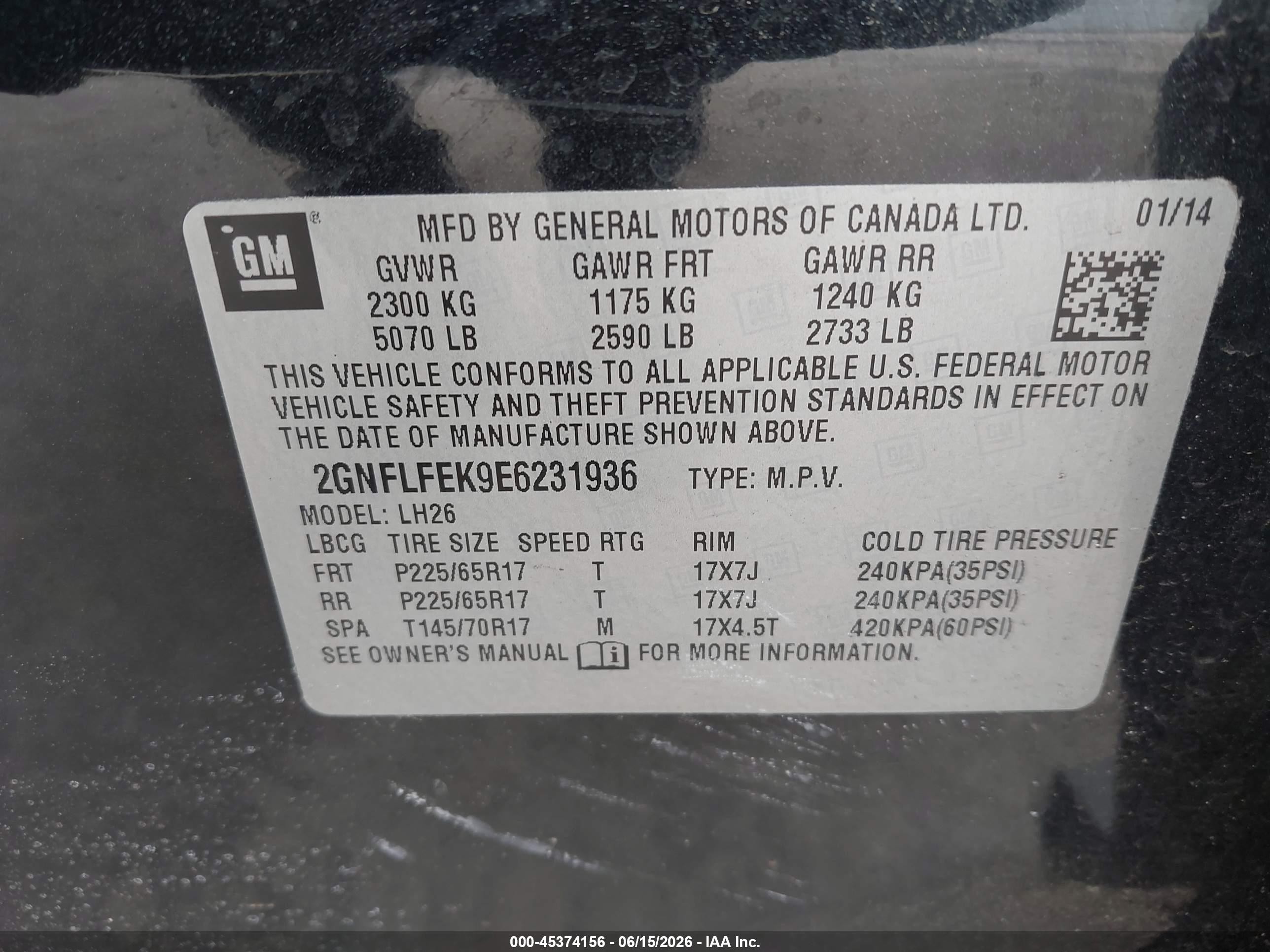 2014 Chevrolet Equinox Lt Black vin: 2GNFLFEK9E6231936