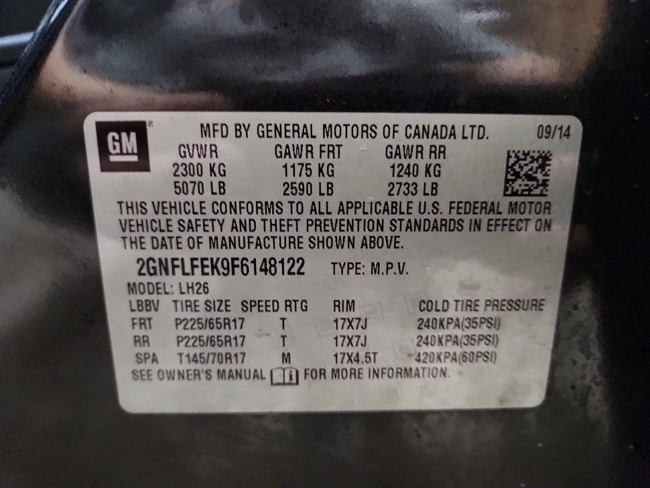 2015 Chevrolet Equinox Lt Угольный vin: 2GNFLFEK9F6148122