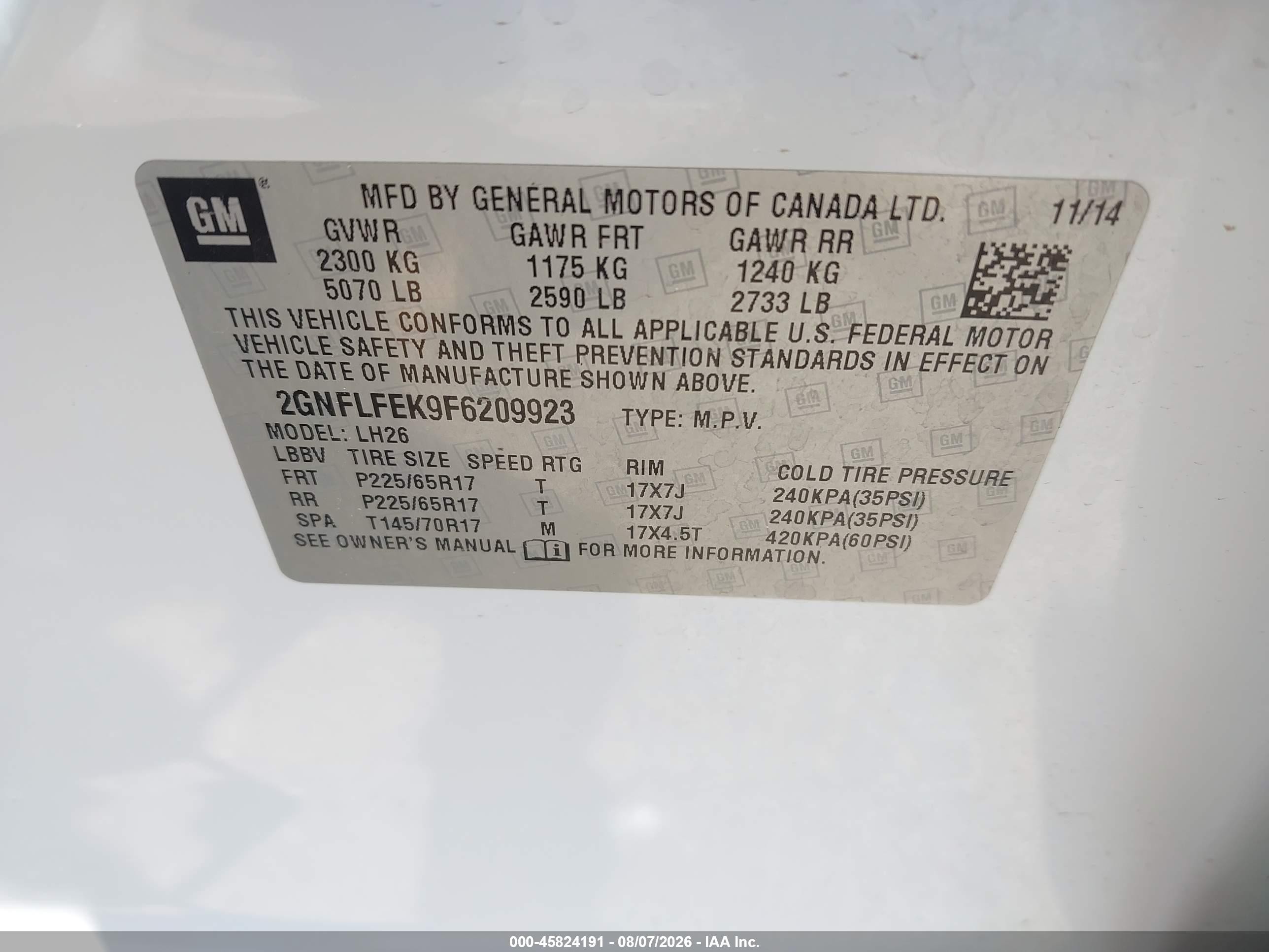 2015 Chevrolet Equinox Lt Белый vin: 2GNFLFEK9F6209923
