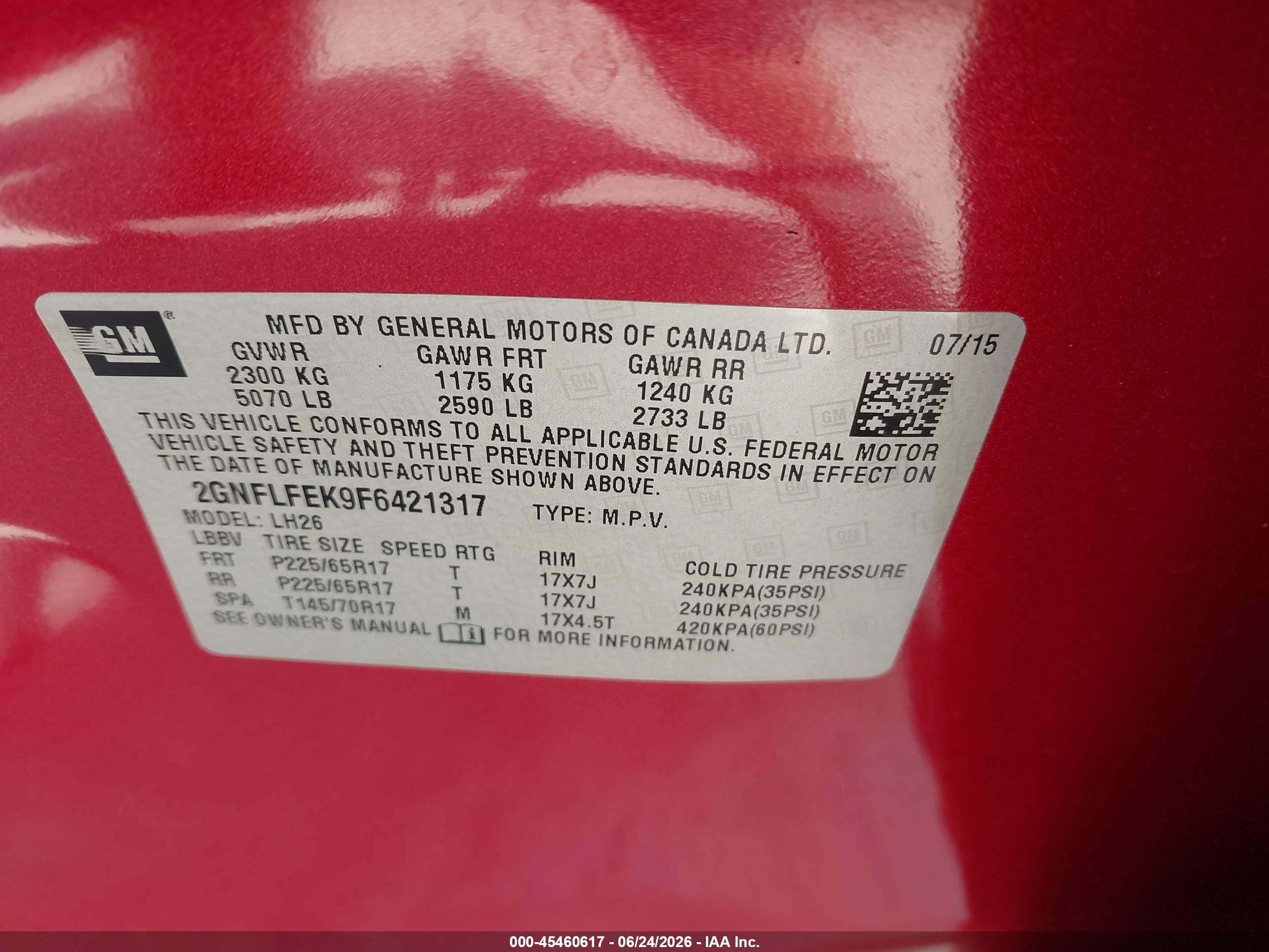 2015 Chevrolet Equinox Lt Красный vin: 2GNFLFEK9F6421317