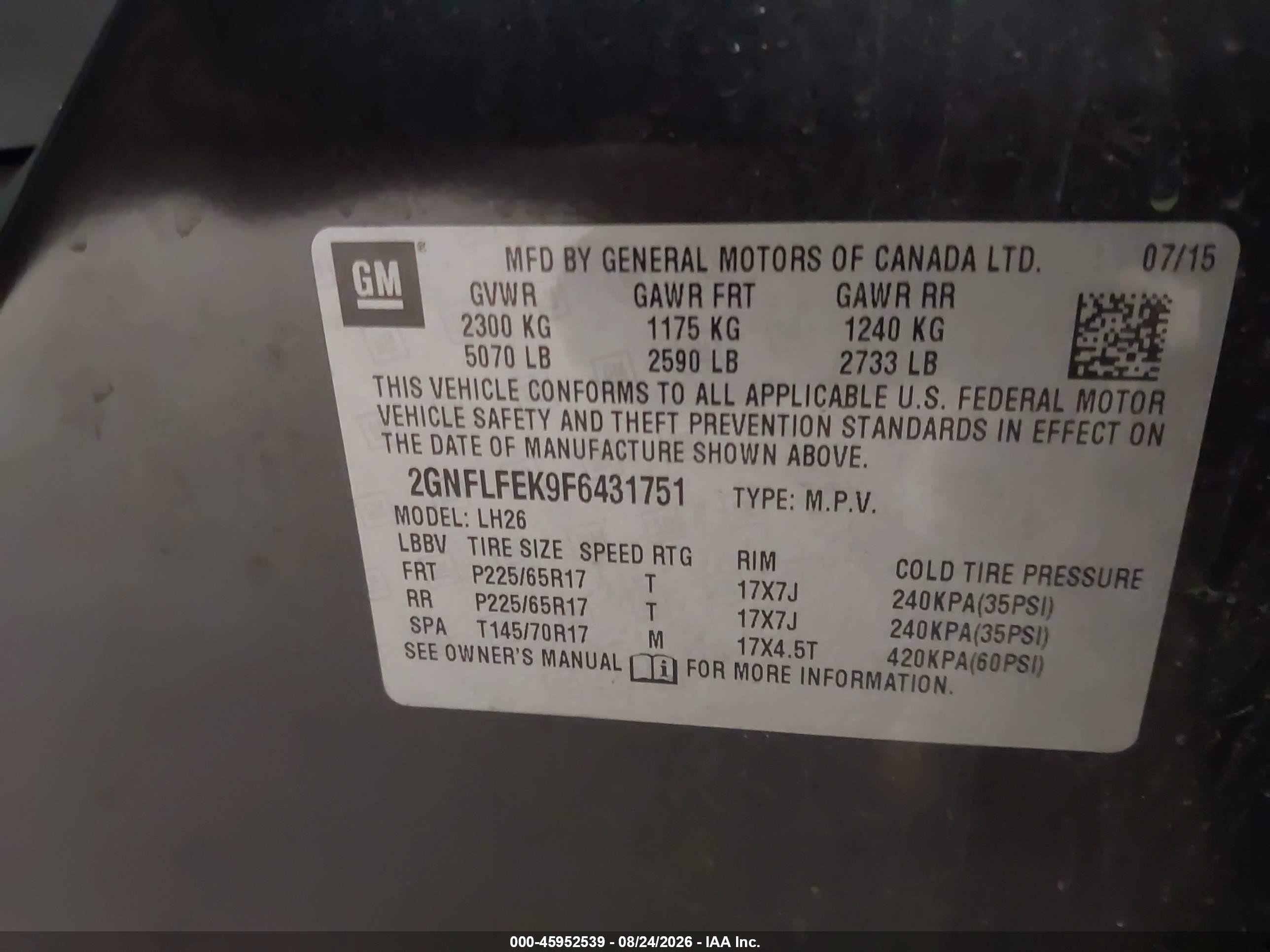 2015 Chevrolet Equinox Lt Gray vin: 2GNFLFEK9F6431751