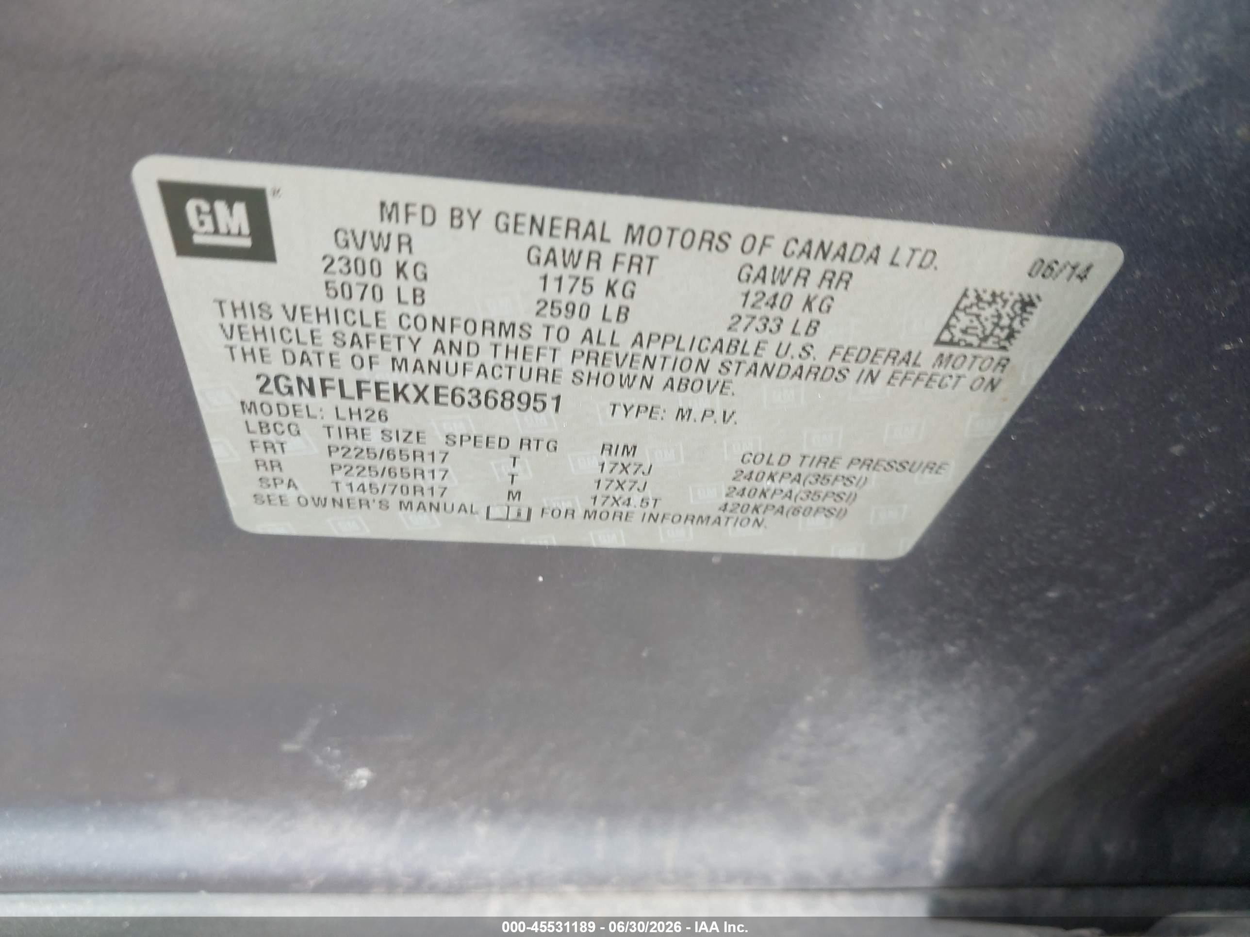 2014 Chevrolet Equinox Lt Blue vin: 2GNFLFEKXE6368951