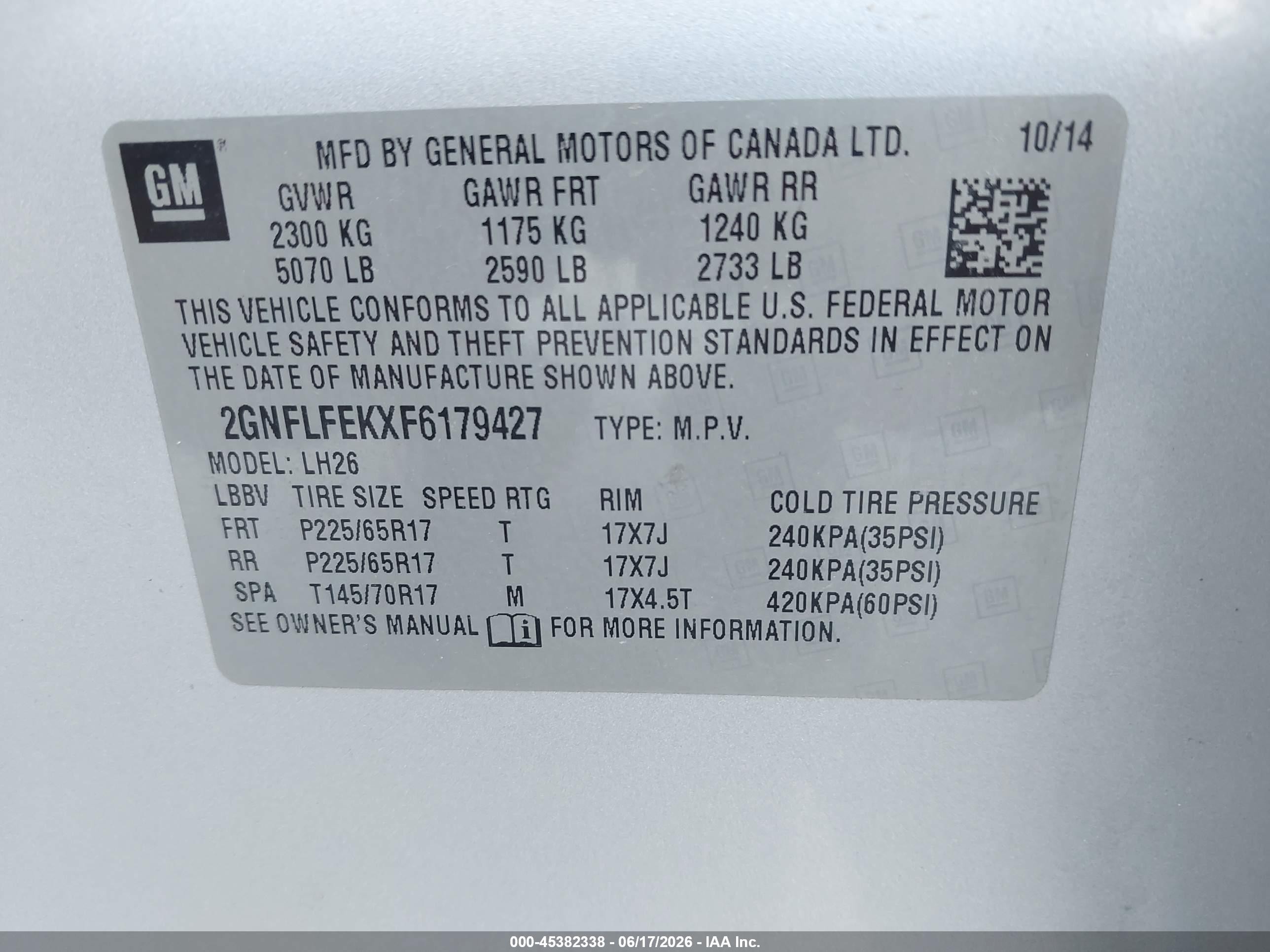 2015 Chevrolet Equinox 1lt White vin: 2GNFLFEKXF6179427