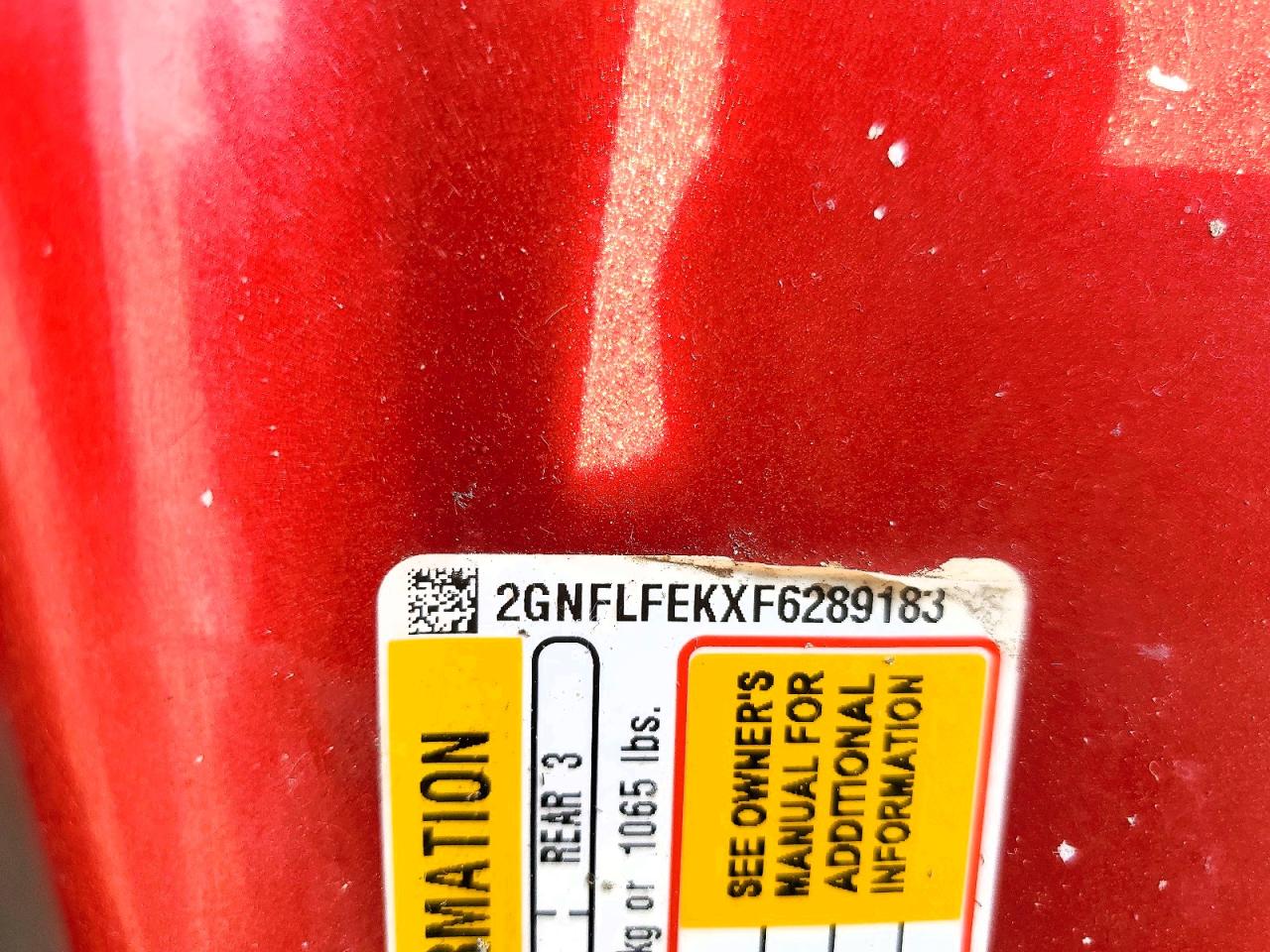 2015 Chevrolet Equinox Lt Red vin: 2GNFLFEKXF6289183