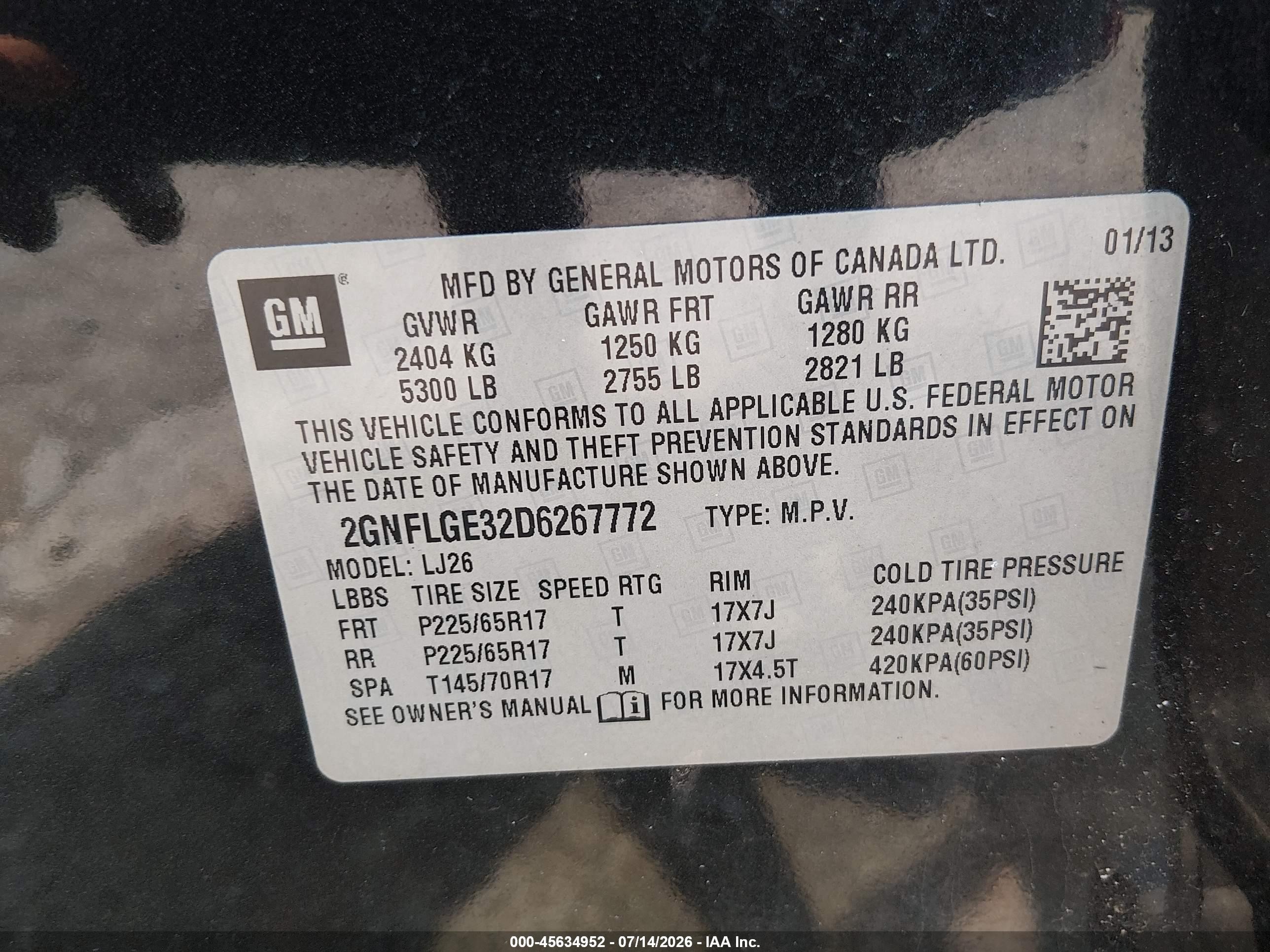 2013 Chevrolet Equinox Ltz Blue vin: 2GNFLGE32D6267772