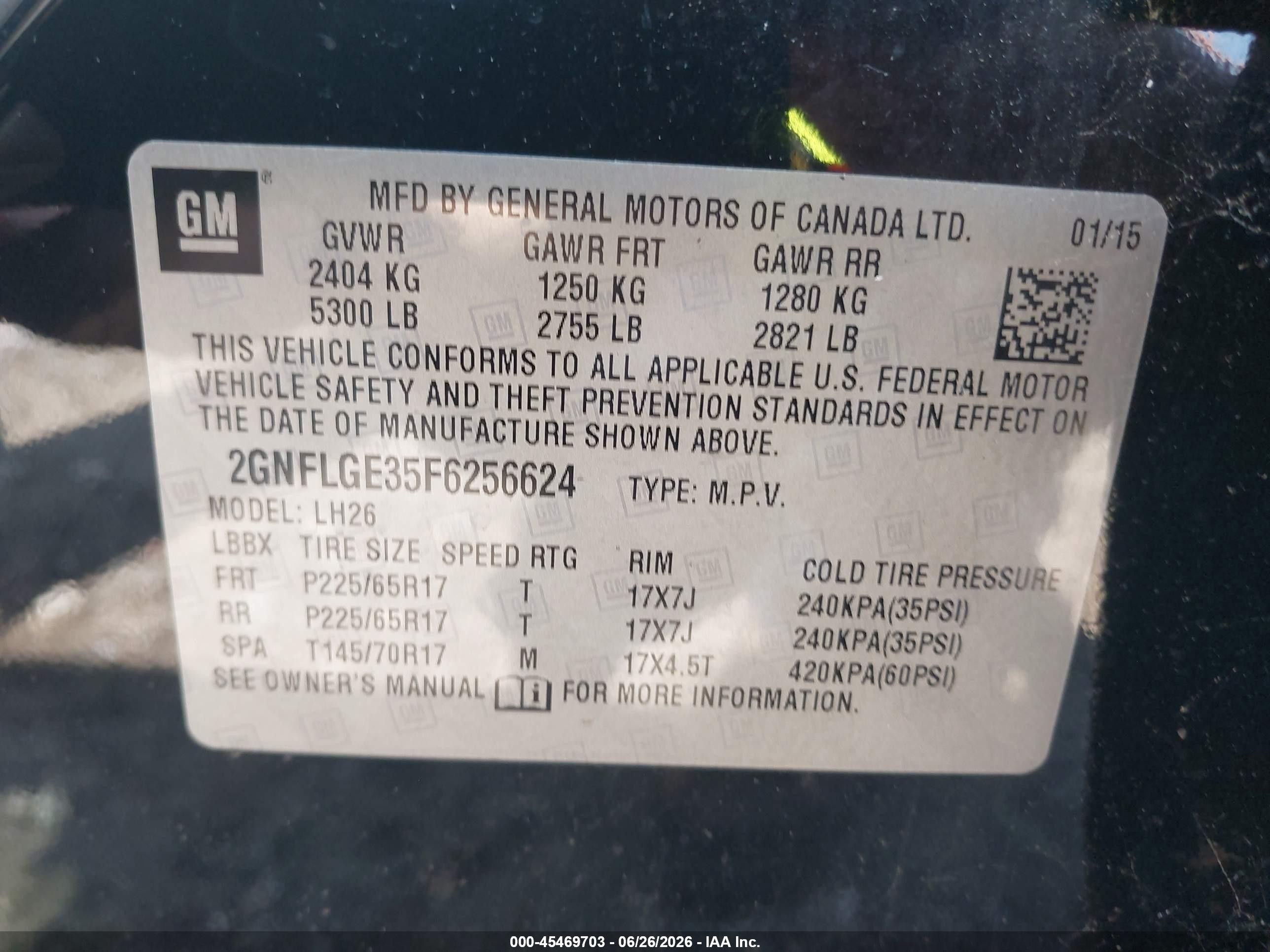 2015 Chevrolet Equinox Lt Black vin: 2GNFLGE35F6256624