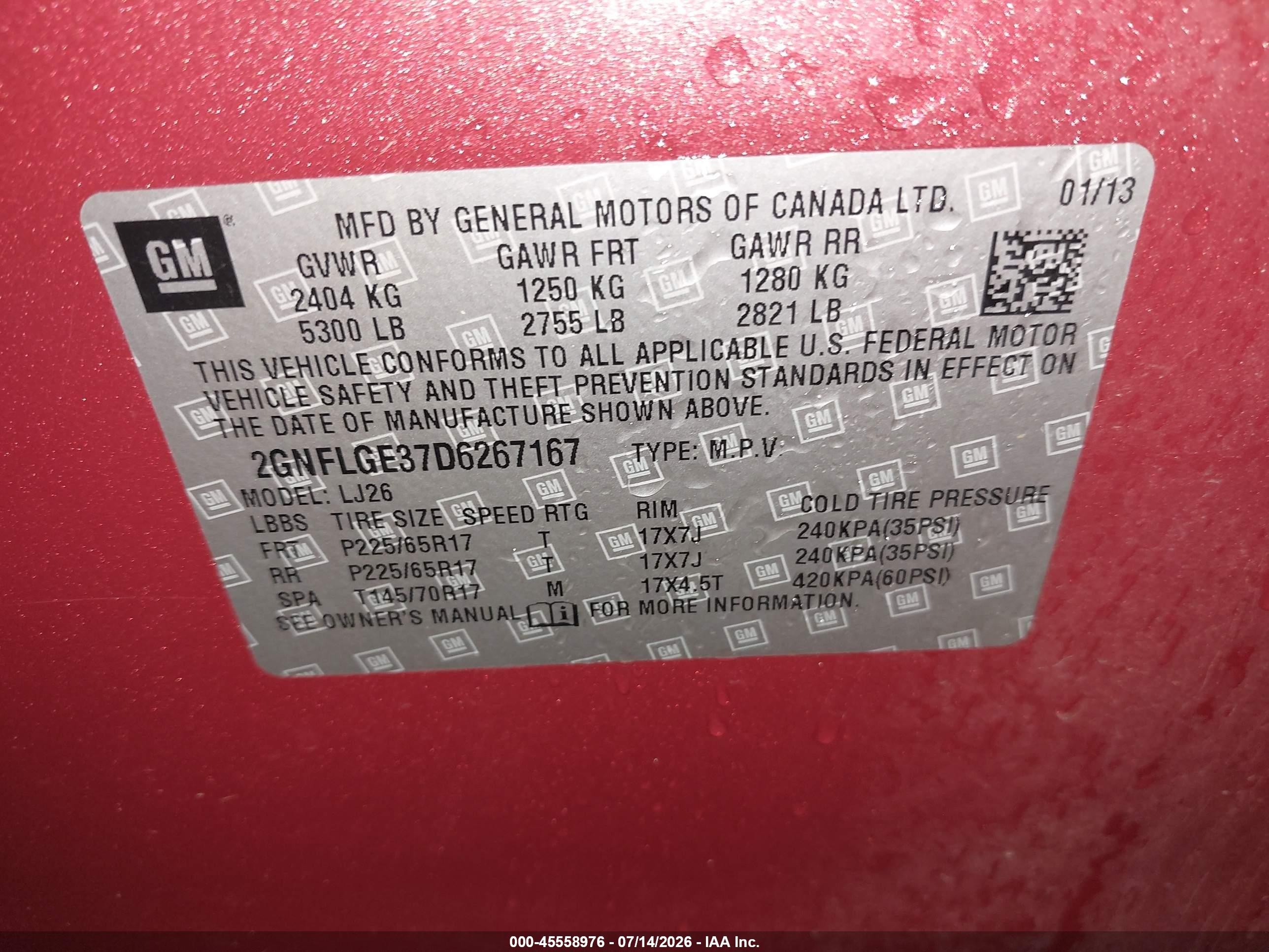 2013 Chevrolet Equinox Ltz Red vin: 2GNFLGE37D6267167