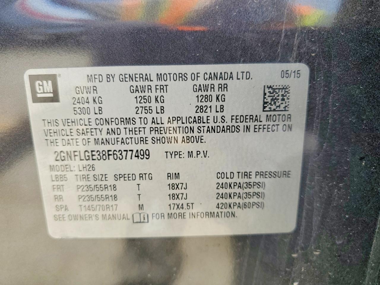 2015 Chevrolet Equinox Lt Black vin: 2GNFLGE38F6377499