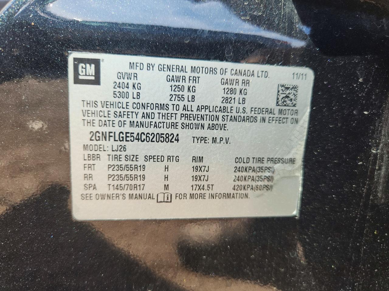 2012 Chevrolet Equinox Ltz Black vin: 2GNFLGE54C6205824