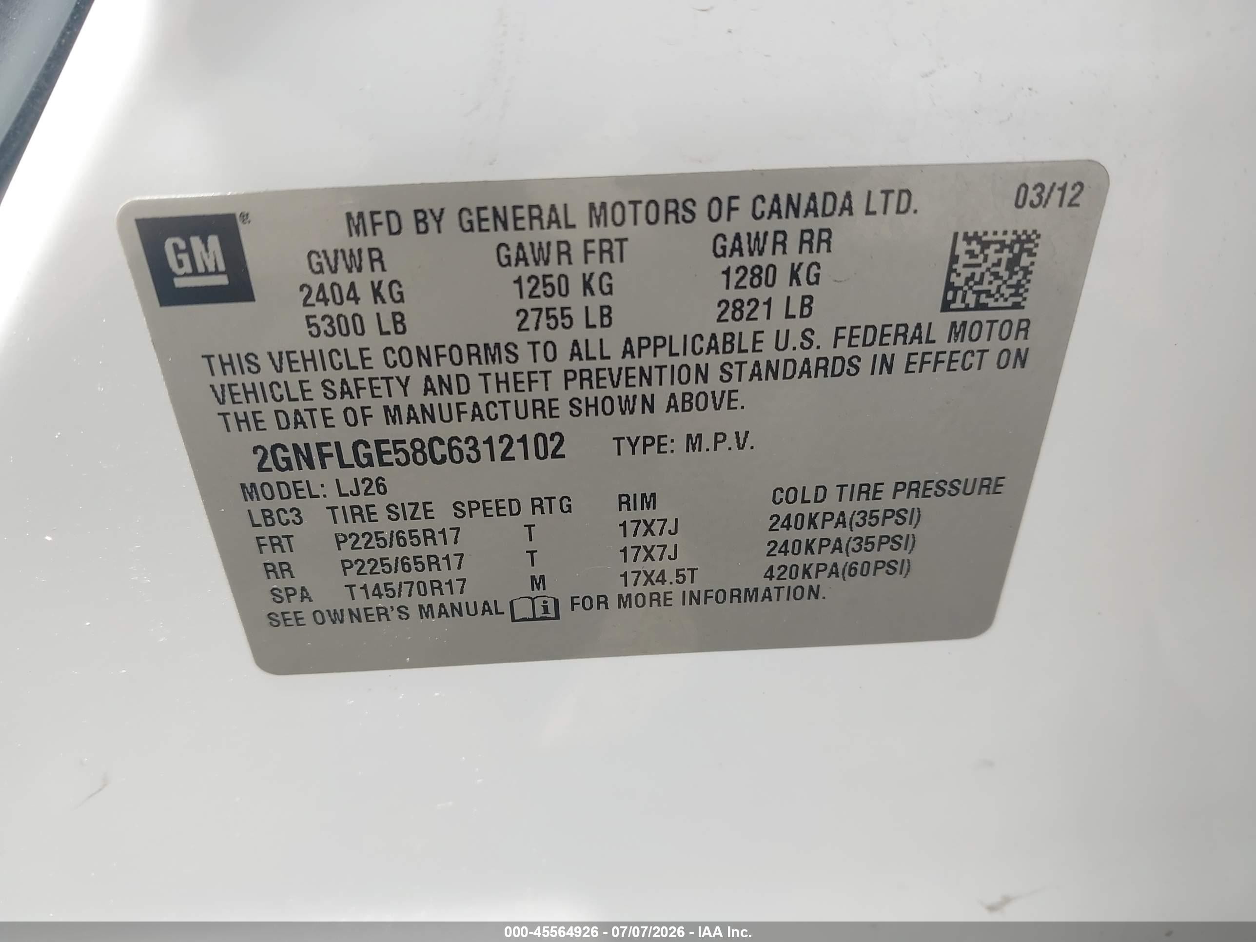 2012 Chevrolet Equinox Ltz Белый vin: 2GNFLGE58C6312102