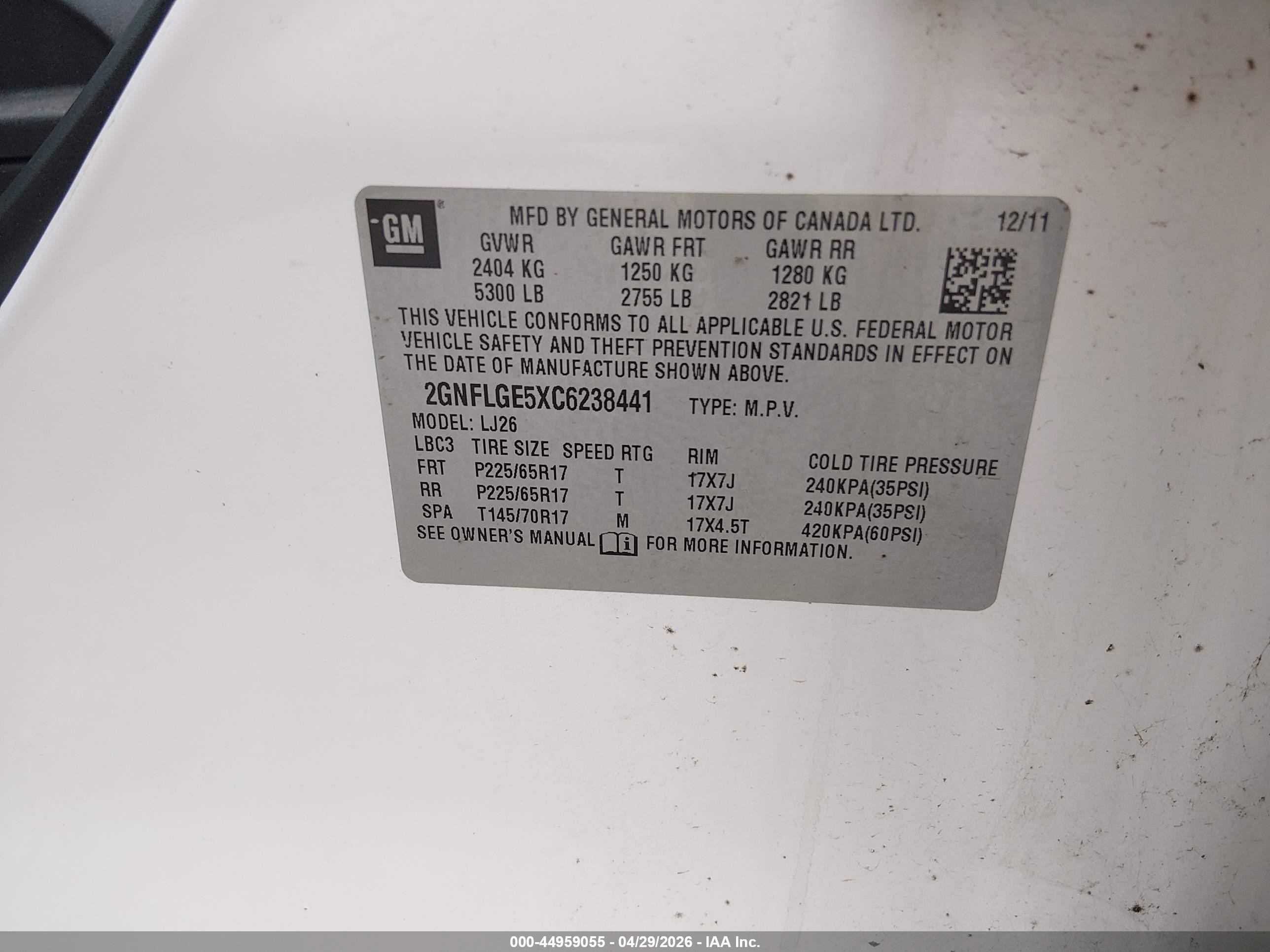 2012 Chevrolet Equinox Ltz White vin: 2GNFLGE5XC6238441