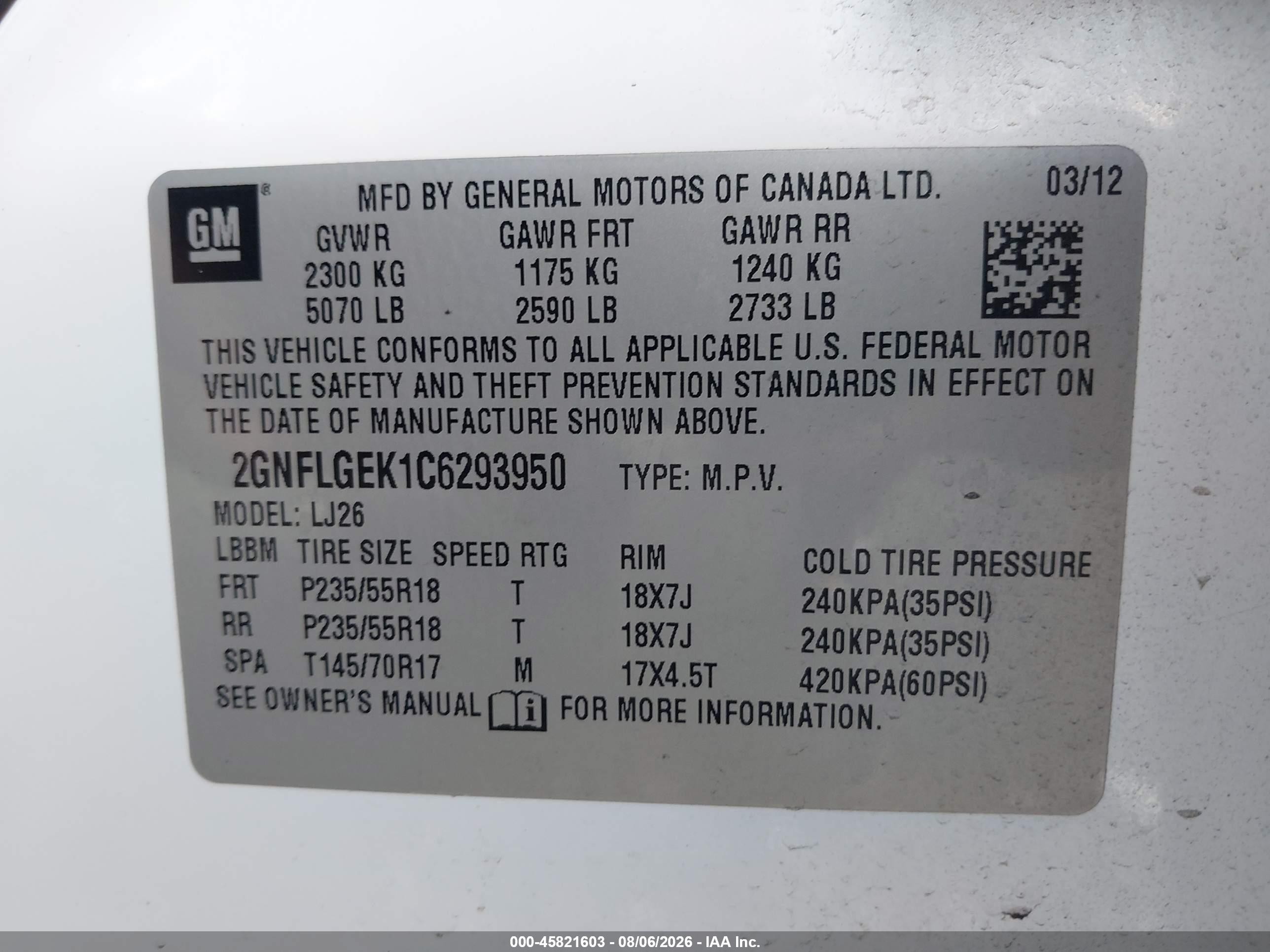 2012 Chevrolet Equinox Ltz White vin: 2GNFLGEK1C6293950
