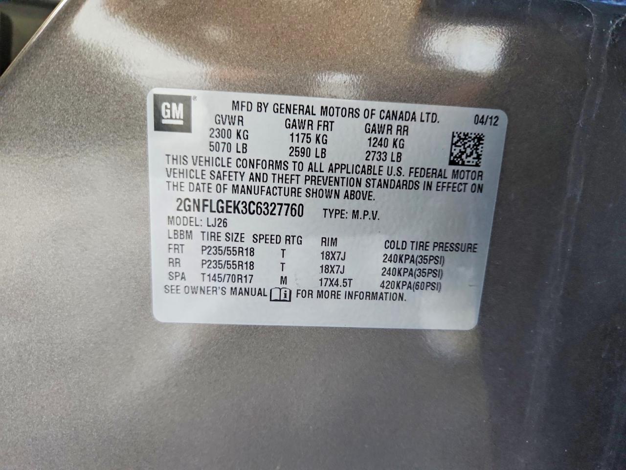2012 Chevrolet Equinox Ltz Gray vin: 2GNFLGEK3C6327760
