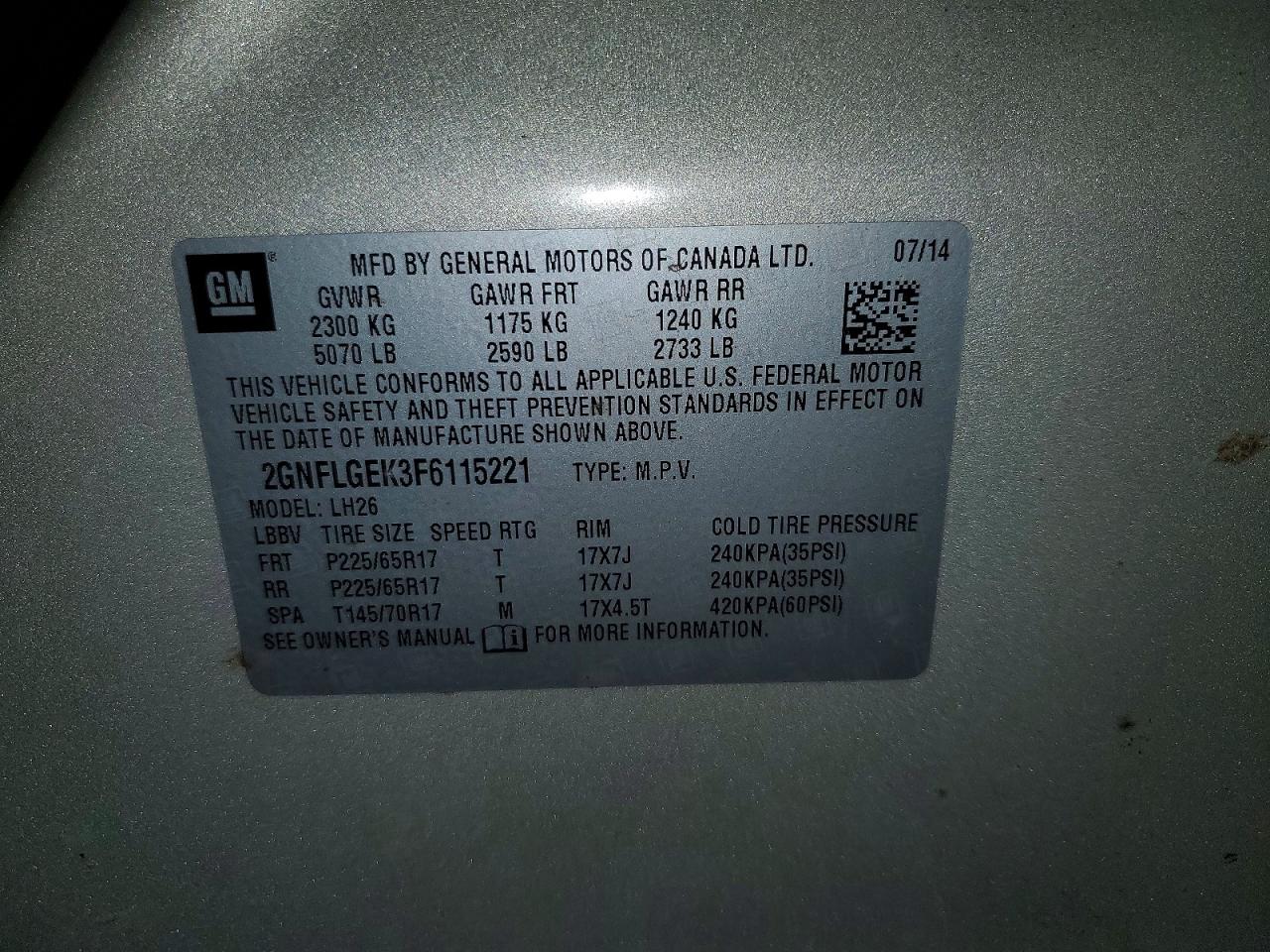 2015 Chevrolet Equinox Lt Beige vin: 2GNFLGEK3F6115221