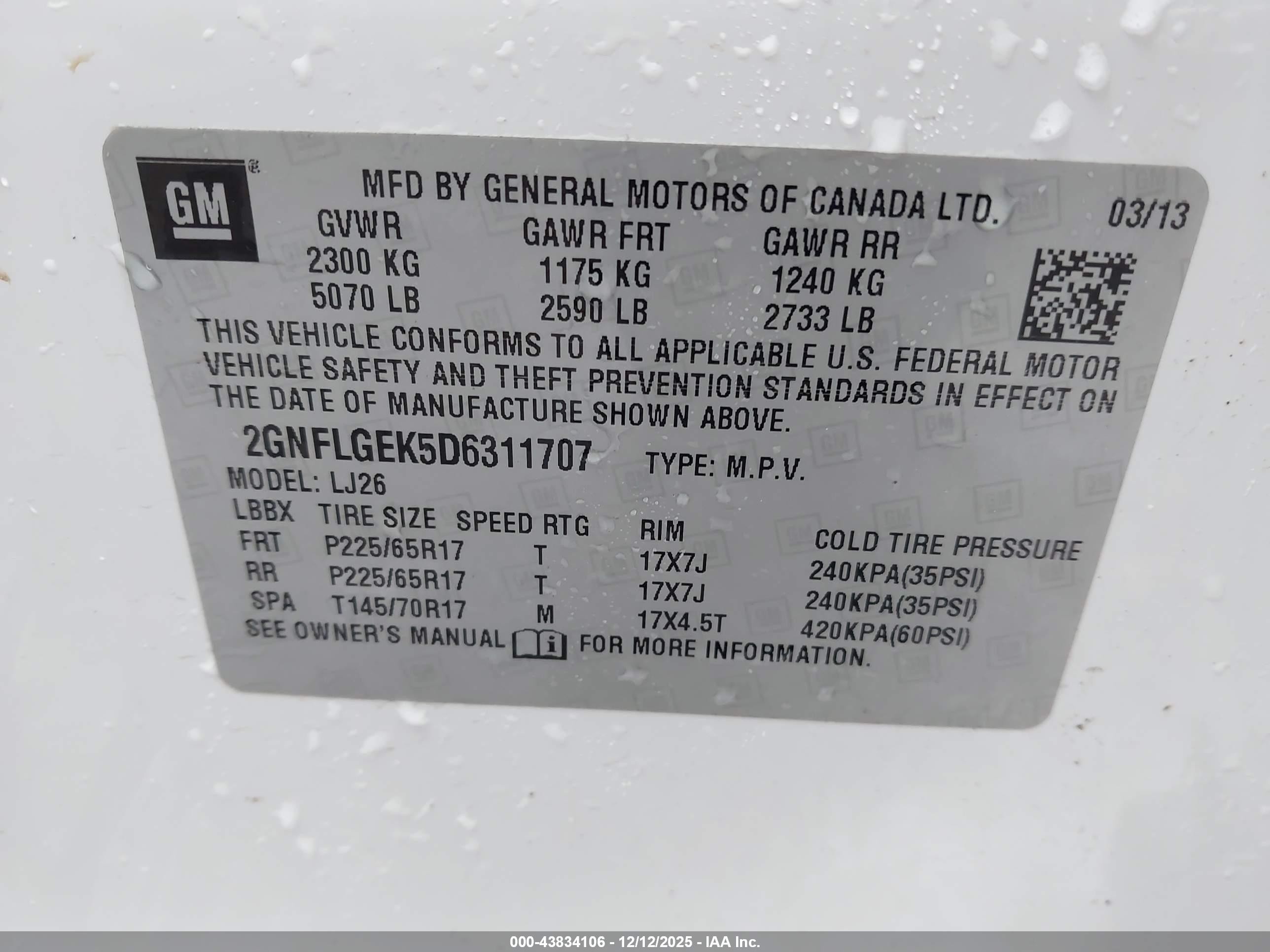 2013 Chevrolet Equinox Ltz White vin: 2GNFLGEK5D6311707