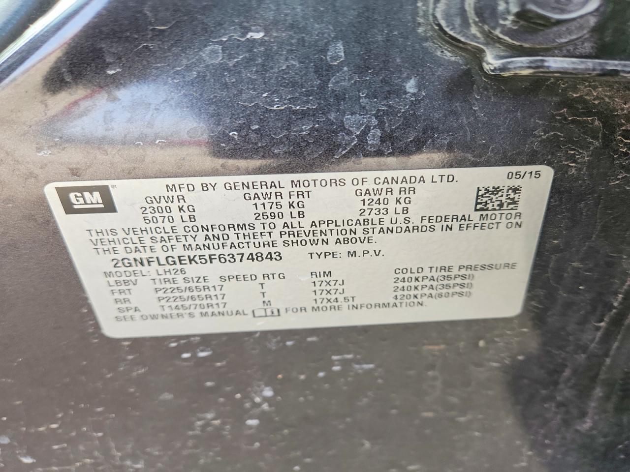 2015 Chevrolet Equinox Lt Черный vin: 2GNFLGEK5F6374843