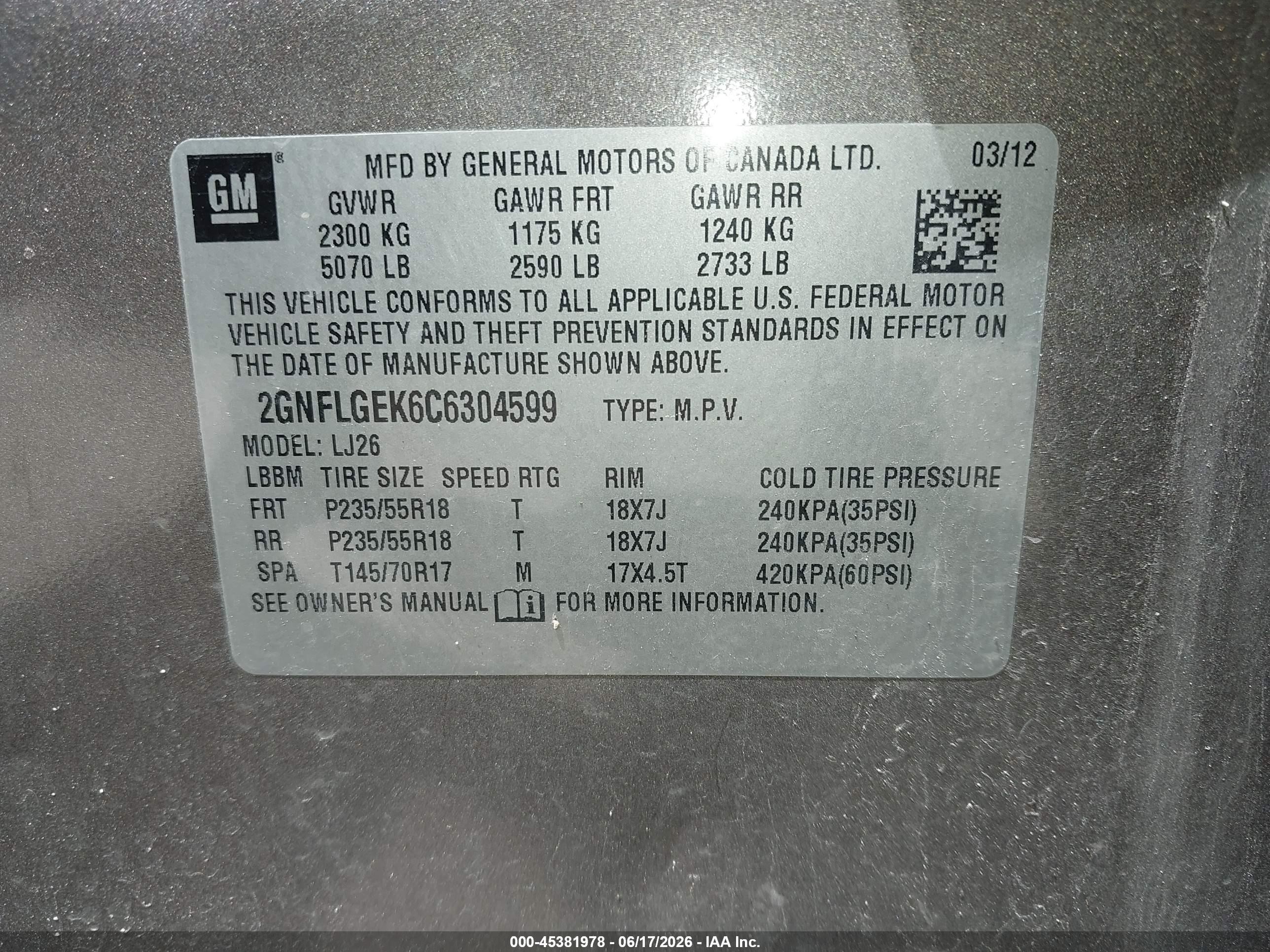2012 Chevrolet Equinox Ltz Champagne vin: 2GNFLGEK6C6304599