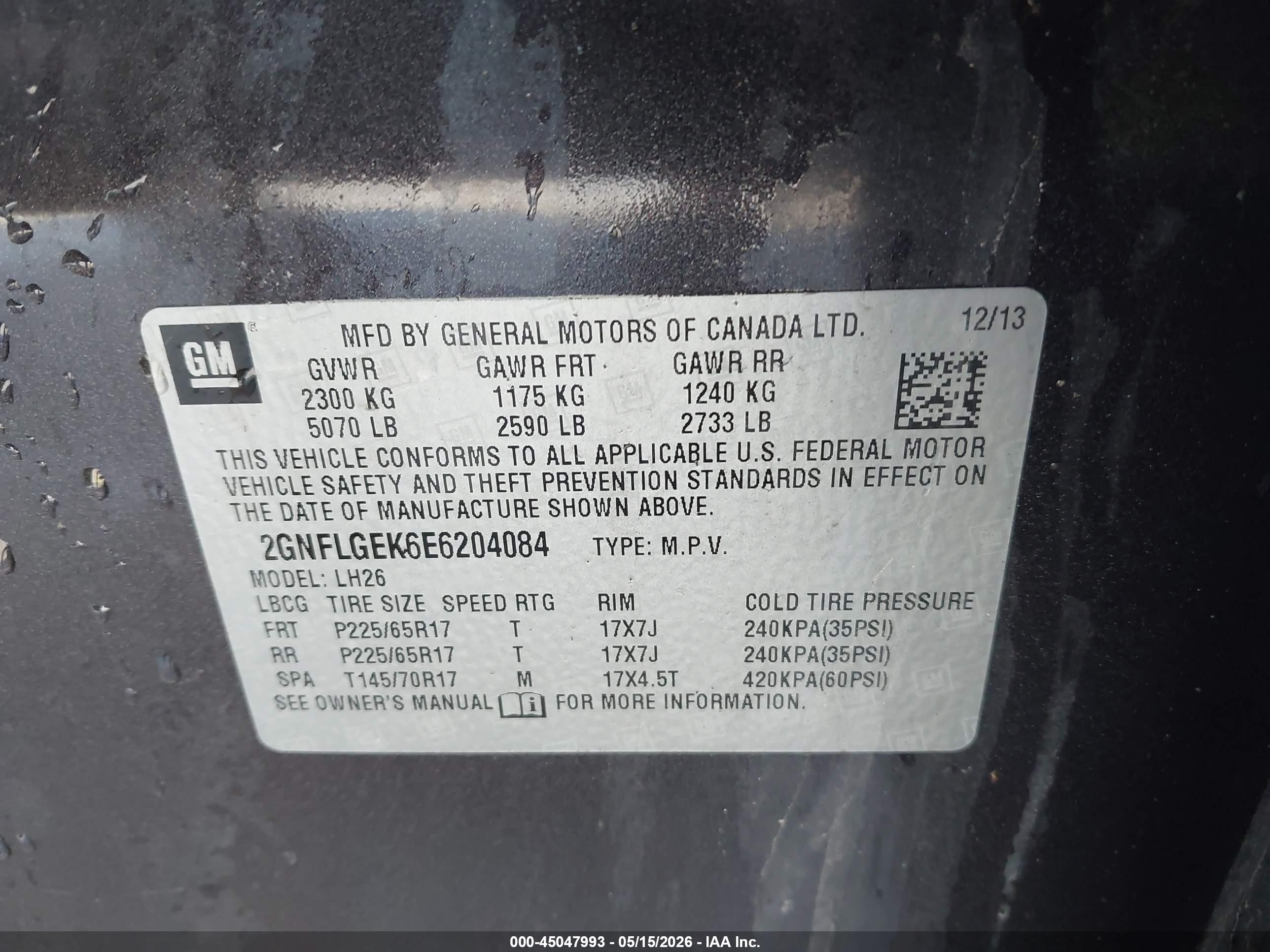2014 Chevrolet Equinox 2lt Gray vin: 2GNFLGEK6E6204084