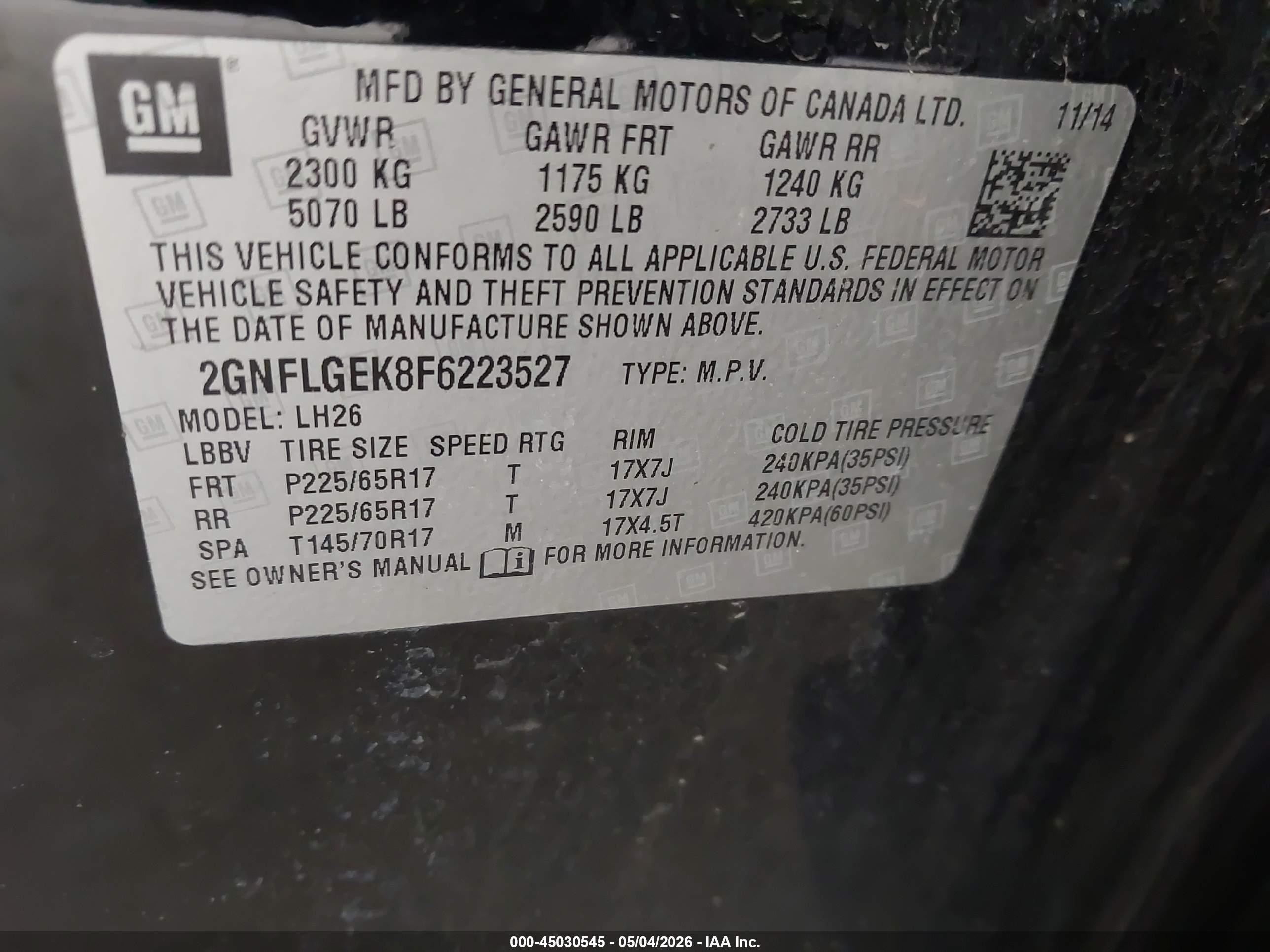 2015 Chevrolet Equinox 2lt Черный vin: 2GNFLGEK8F6223527